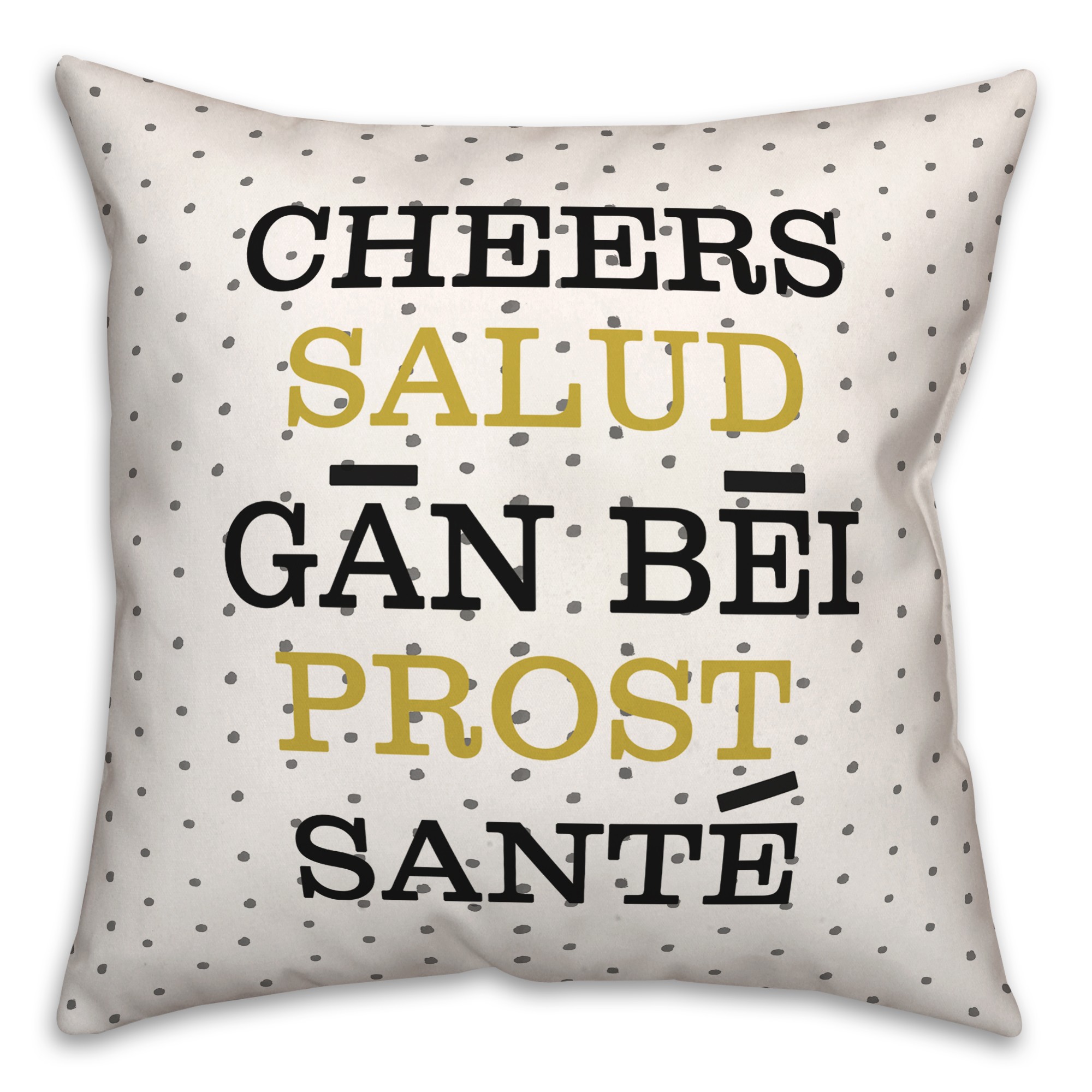 Cheers Languages 18x18 Spun Poly Pillow