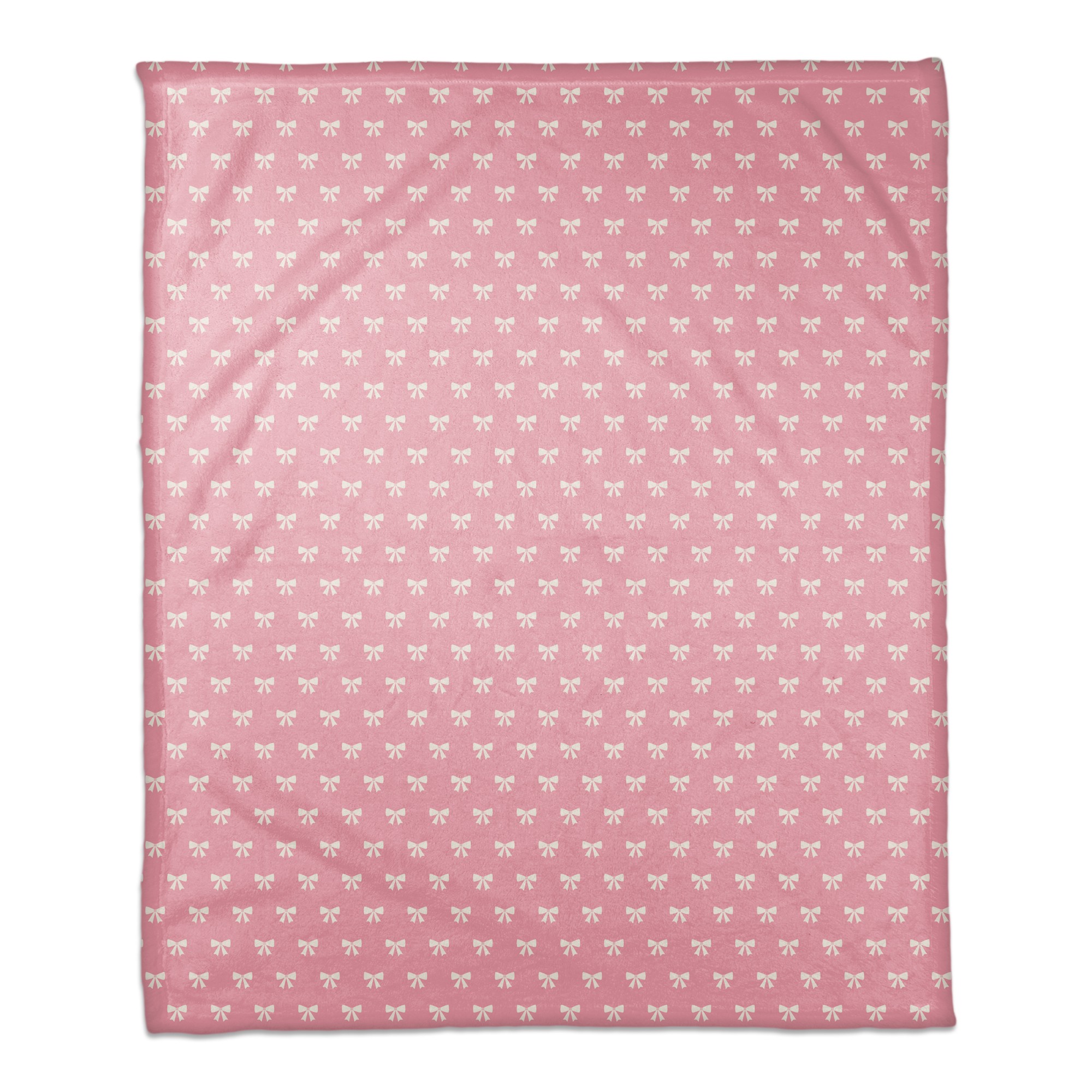 Pink and White Bow Pattern 50x60 Coral Fleece Blanket