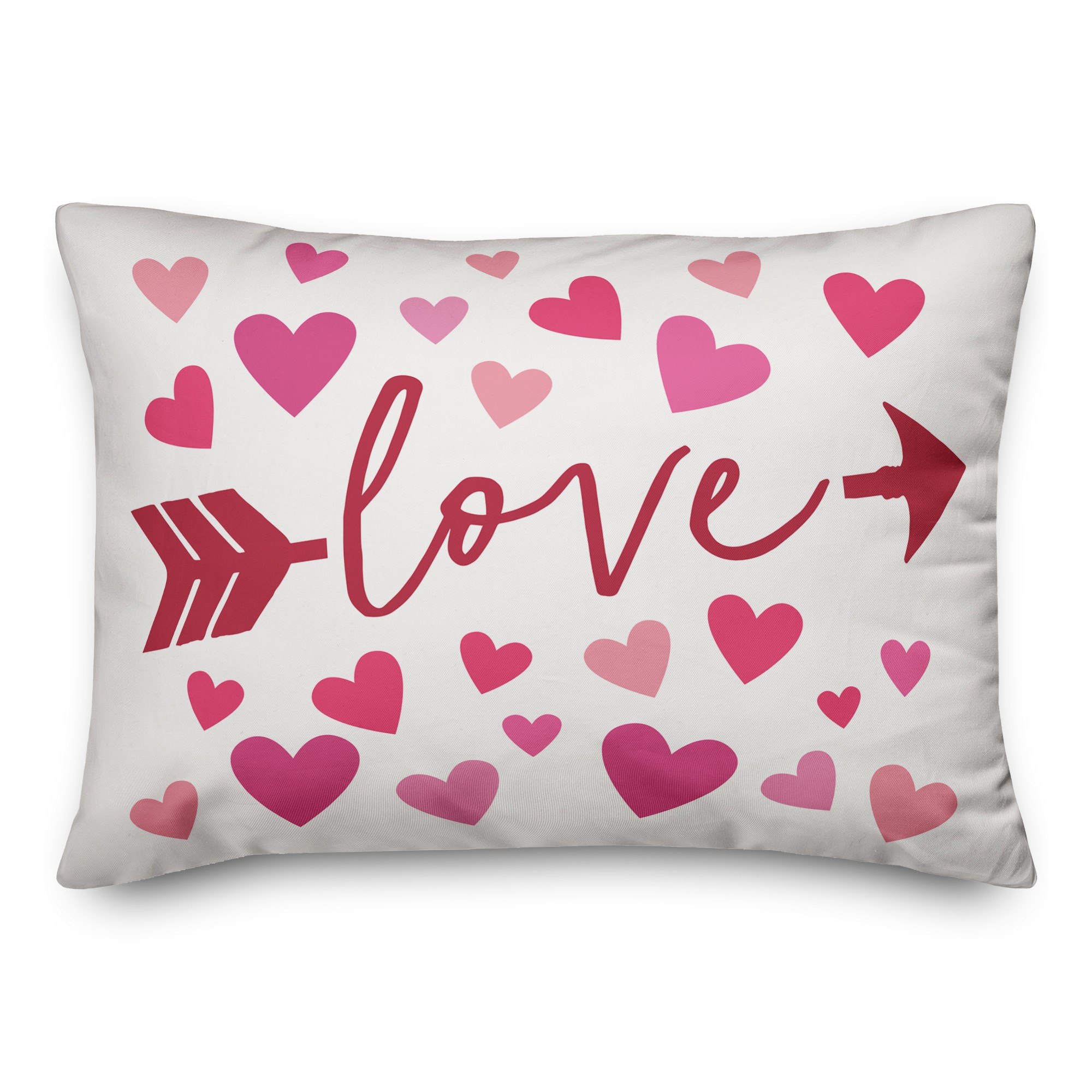 Love Hearts and Arrow 14x20 Spun Poly Pillow