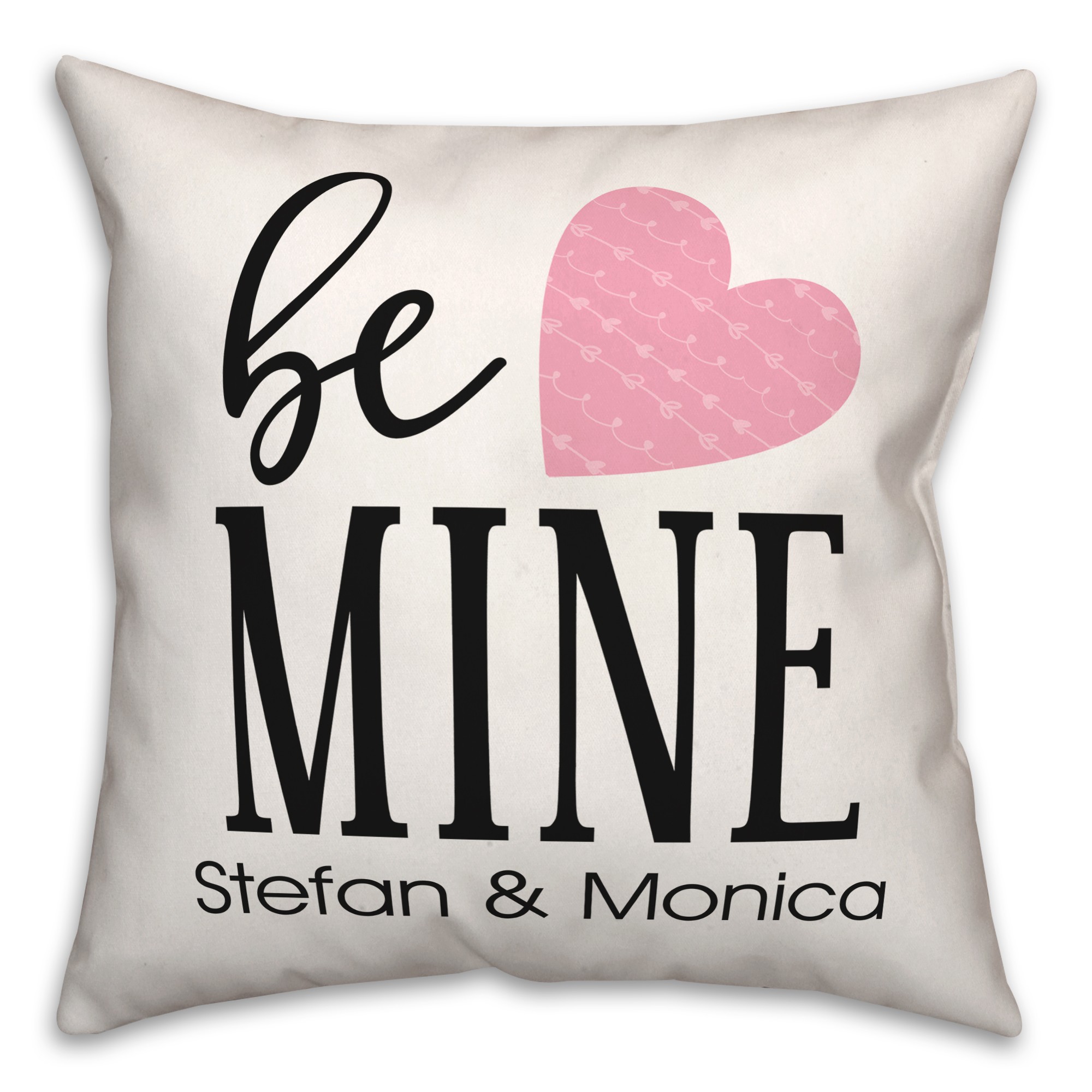 Be Mine Pink Heart 18x18 Personalized Spun Poly Pillow
