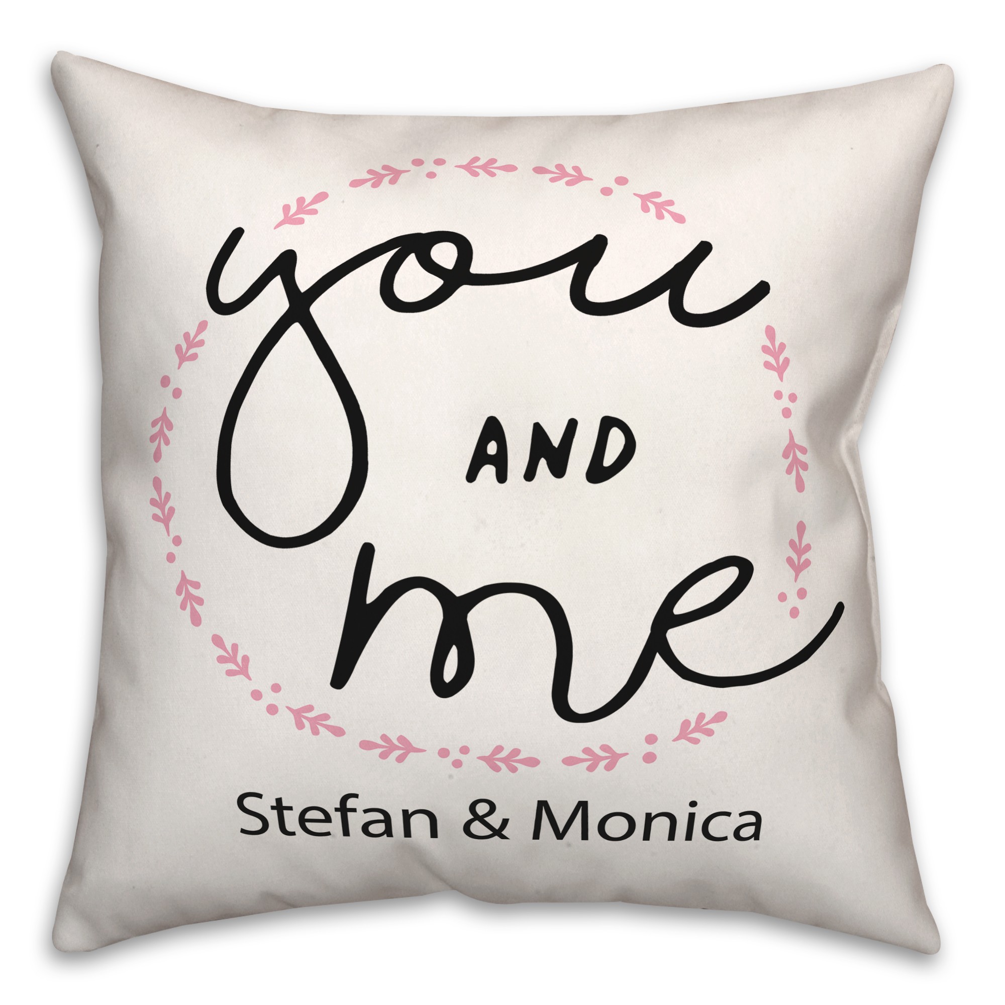 You and Me Wreath 18x18 Personalized Spun Poly Pillow