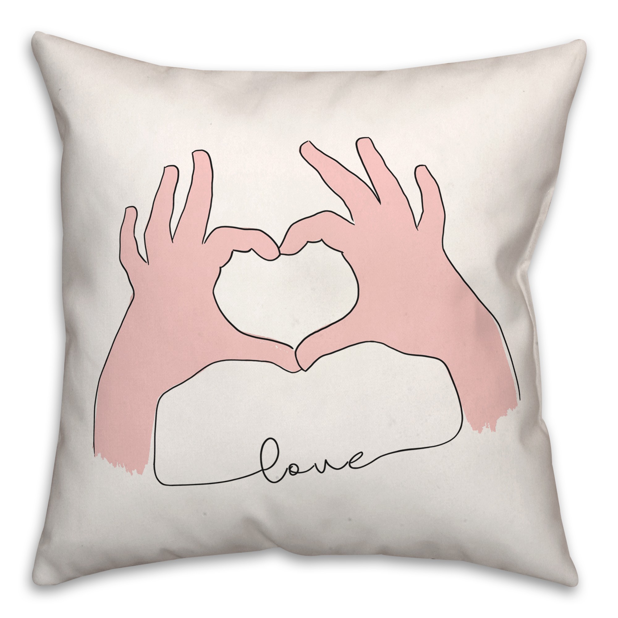 Love Heart Hands 18x18 Spun Poly Pillow