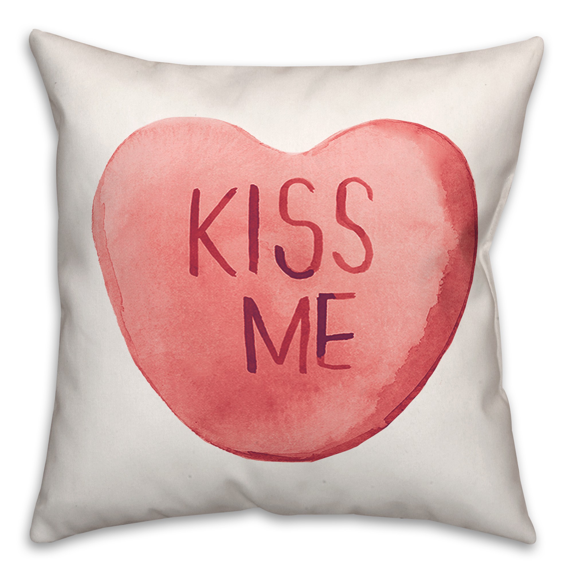 Kiss Me Candy Heart 18x18 Spun Poly Pillow