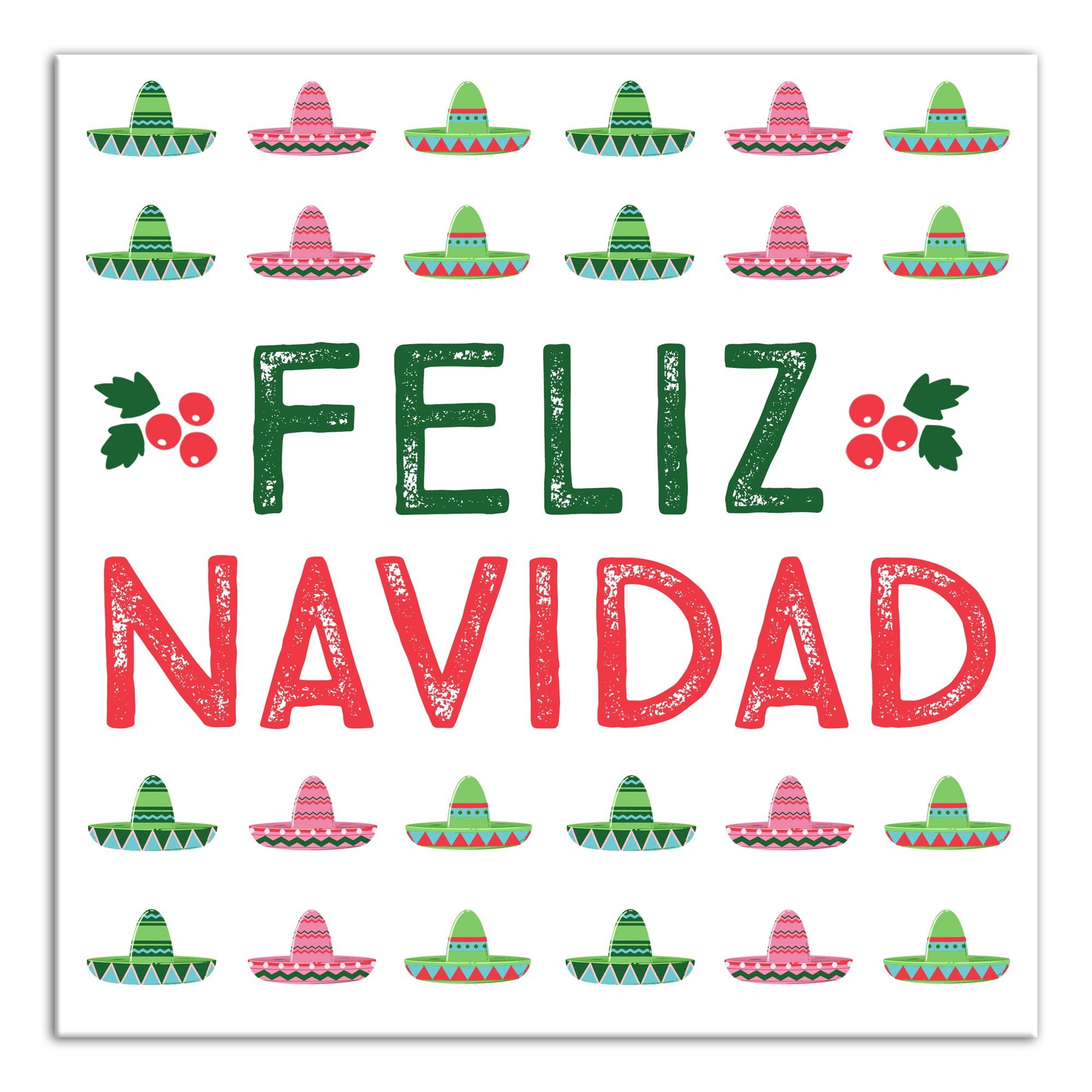 Feliz Navidad Sombreros 16x16 Canvas Wall Art