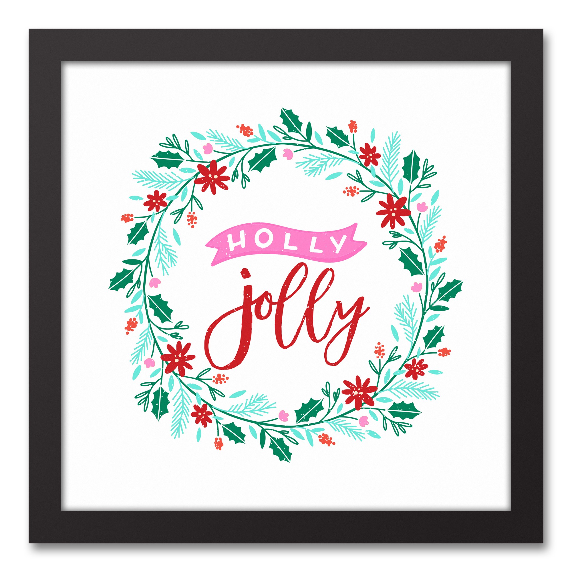 Holly Jolly 12x12 Black Framed Canvas