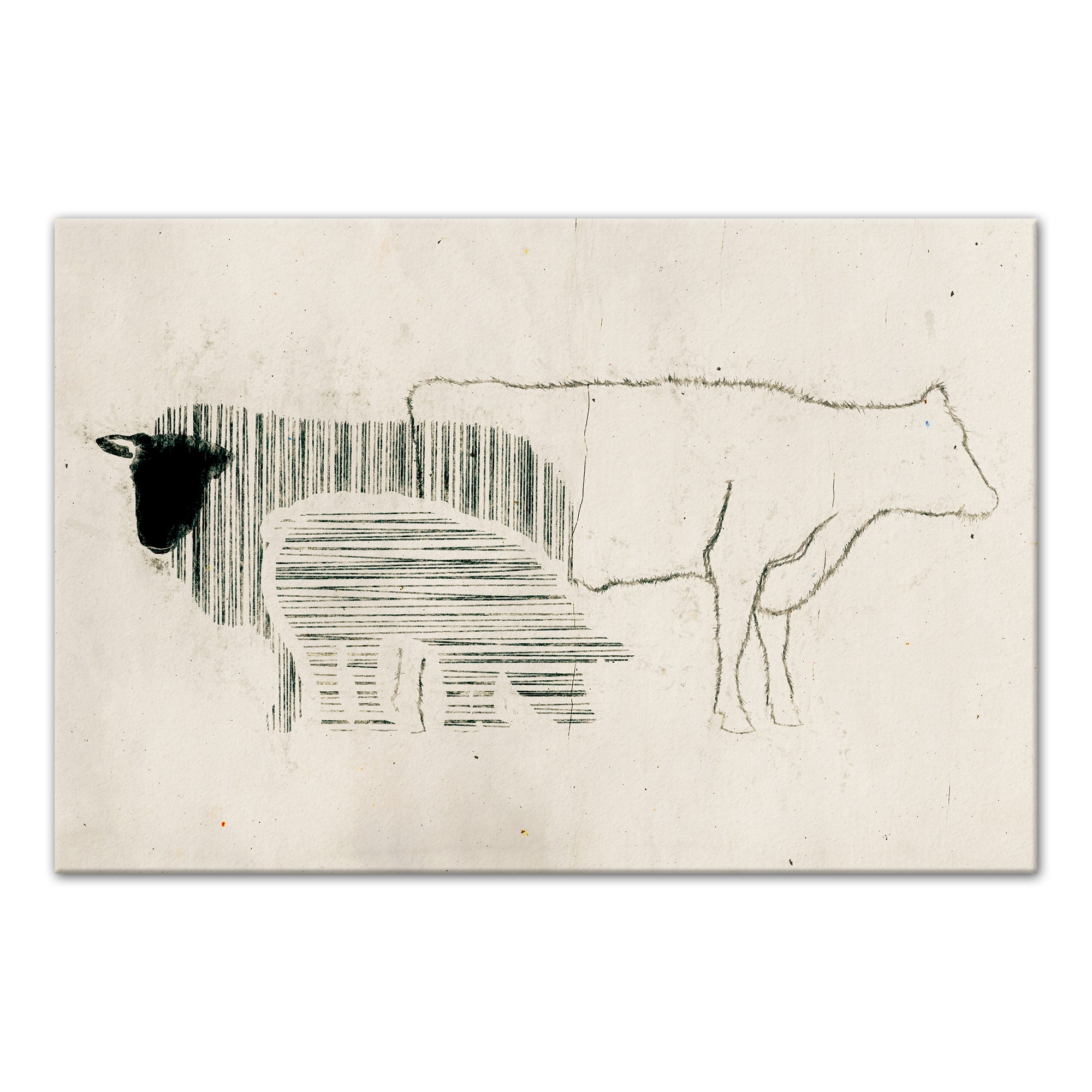 Line Farm Animals 18x12 Canvas Wall Art