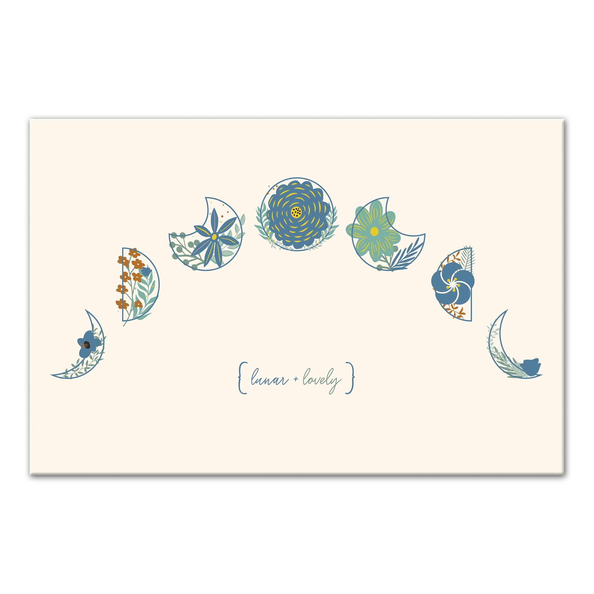 Lunar Florals Moon Calendar 18x12 Canvas Wall Art