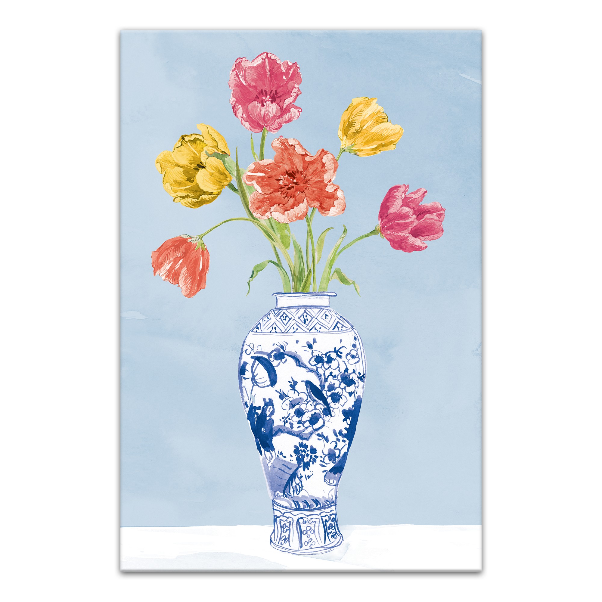 Painted Vase with Flowers 12x18 Canvas Wall Art