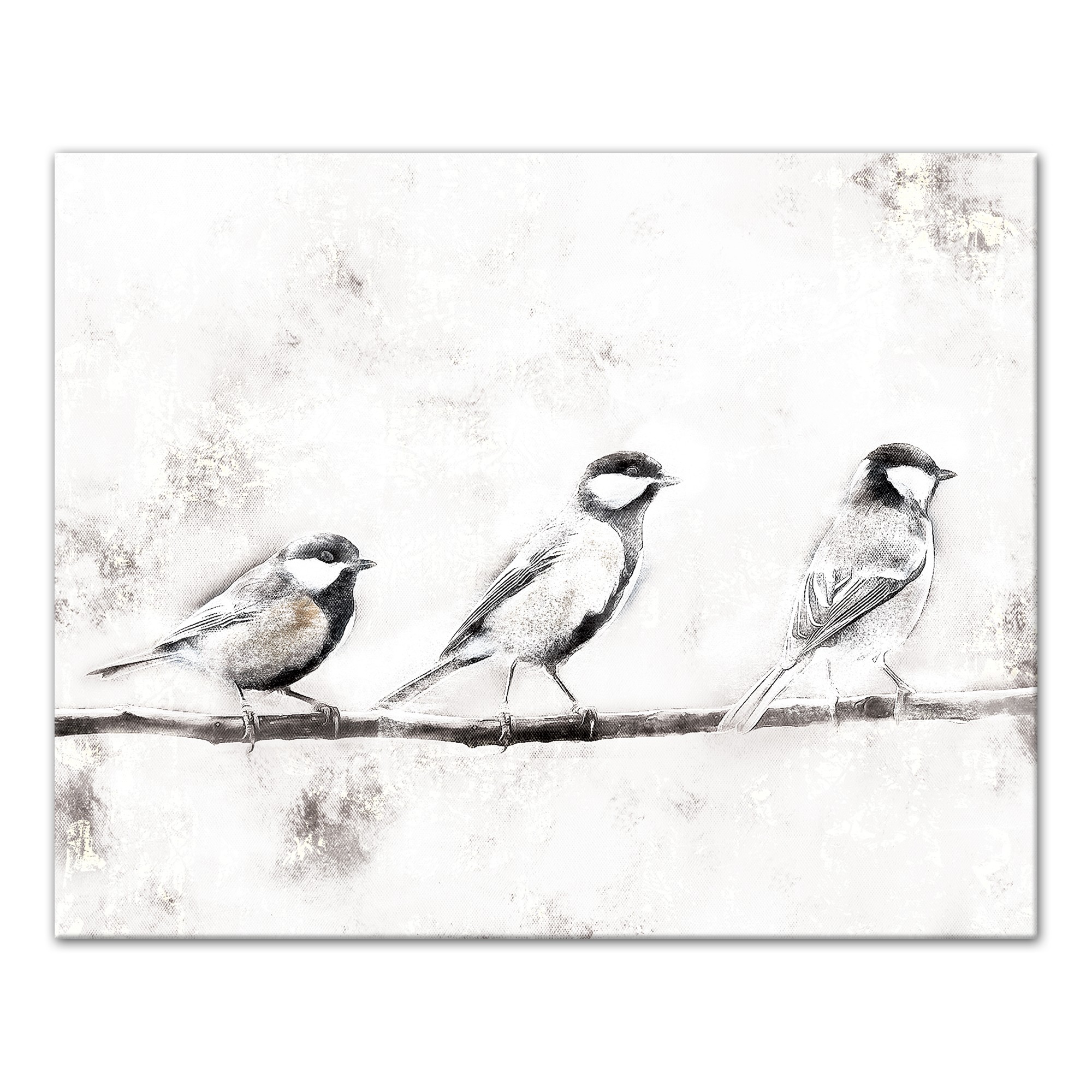 White Birds on Branch 20x16 Canvas Wall Art