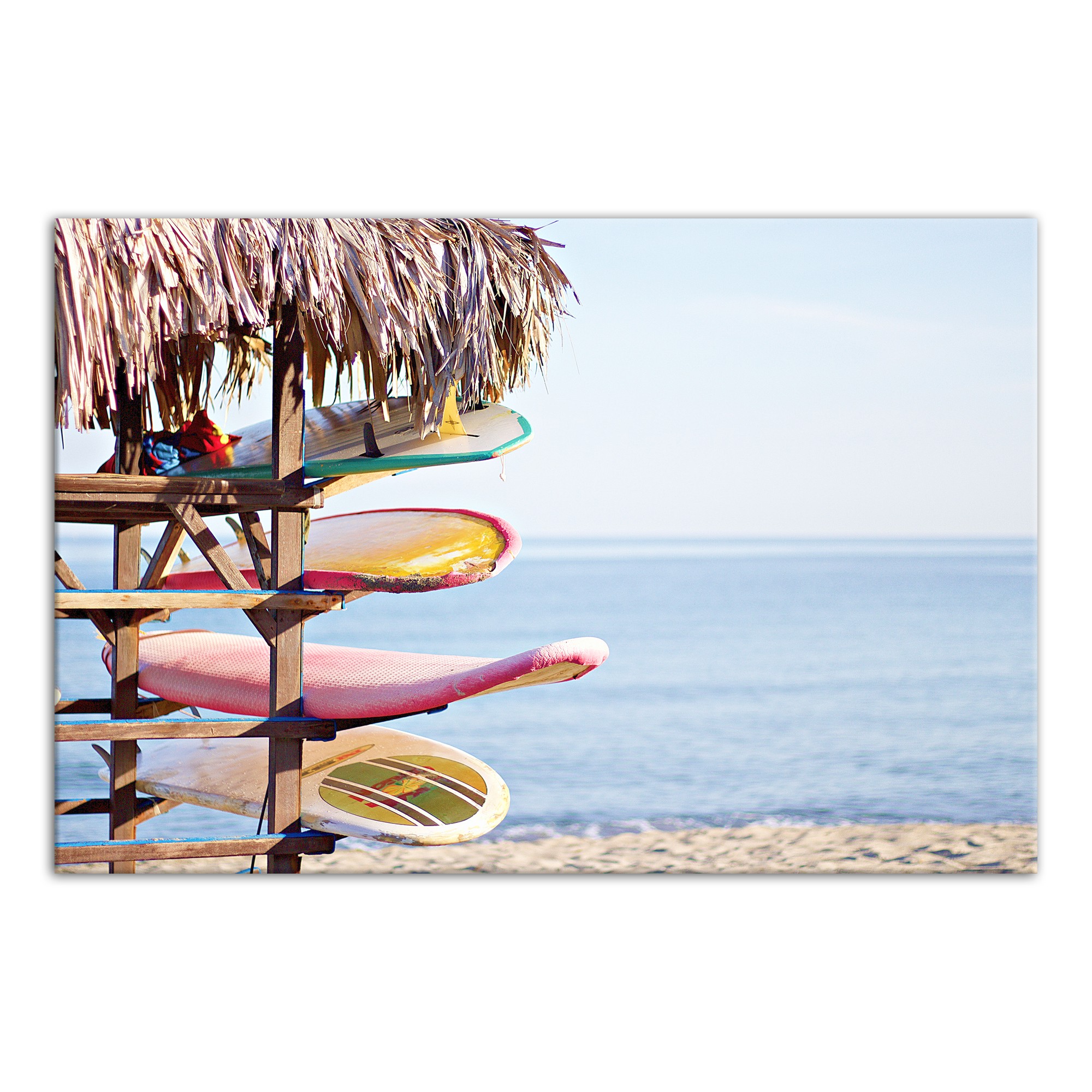 Surf Board Beach Stand 30x20 Canvas Wall Art