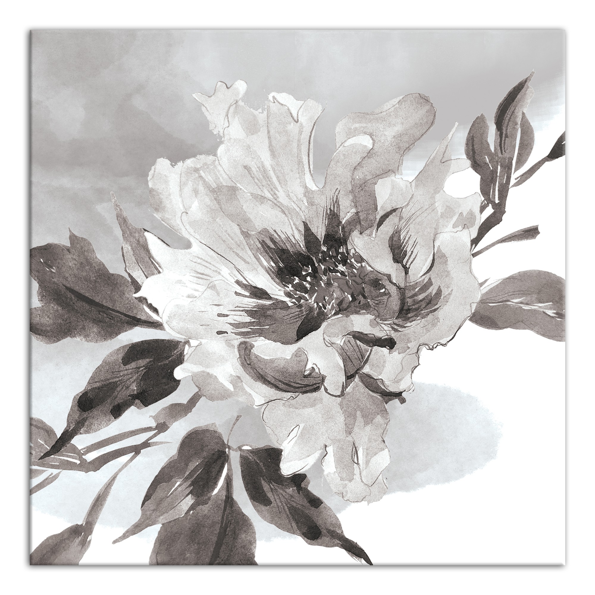 Gray Painted Flower 24x24 Canvas Wall Art