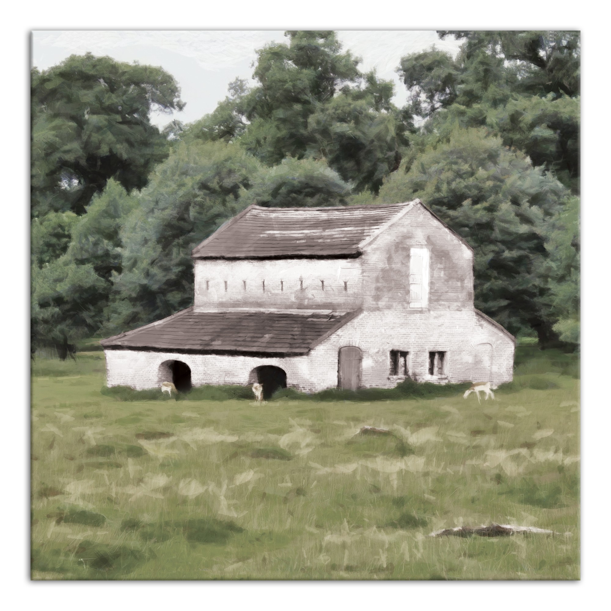 White Barn 30x30 Canvas Wall Art