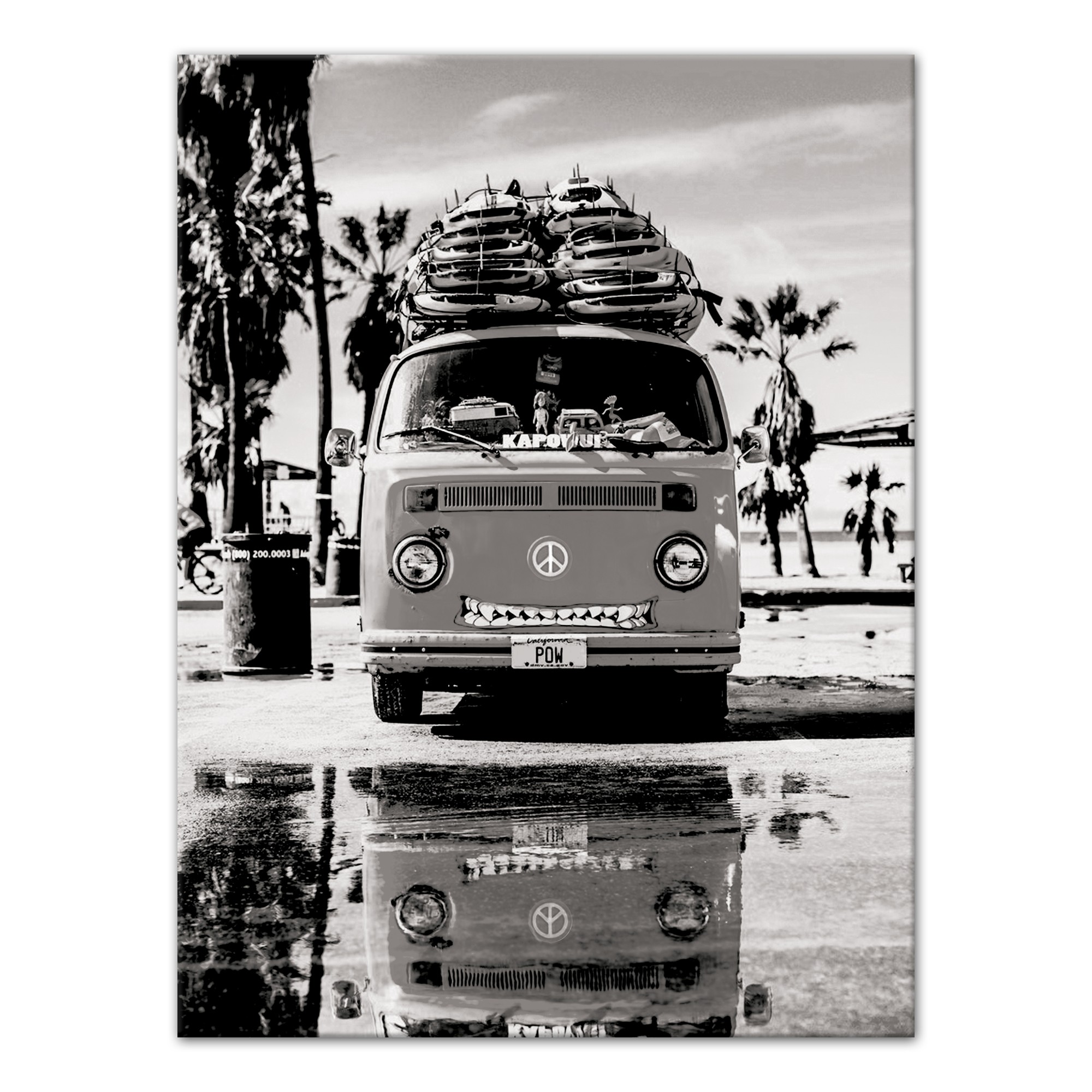 Grey Beach Bus 30x40 Canvas Wall Art