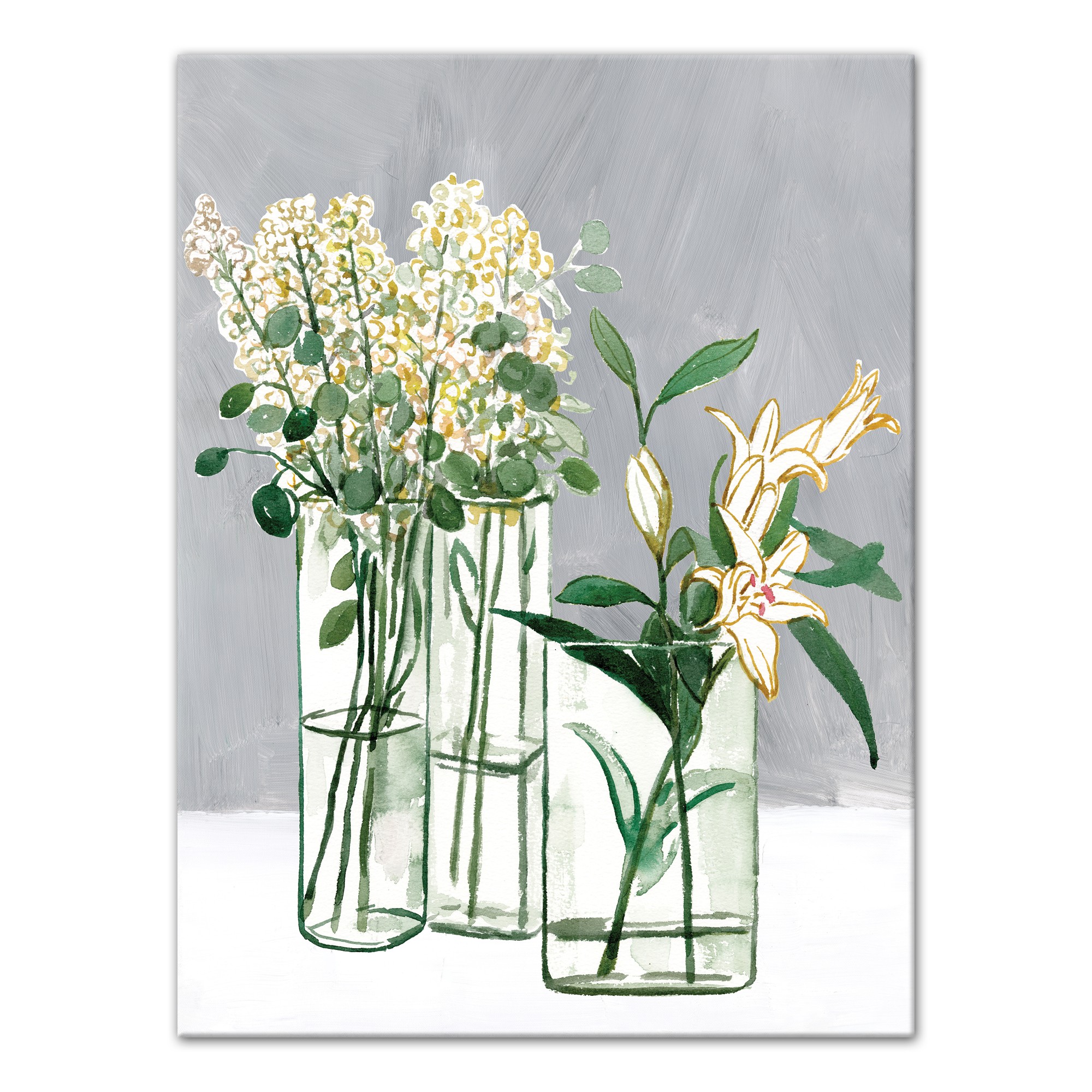 Yellow Flowers in Glass Vases 30x40 Canvas Wall Art