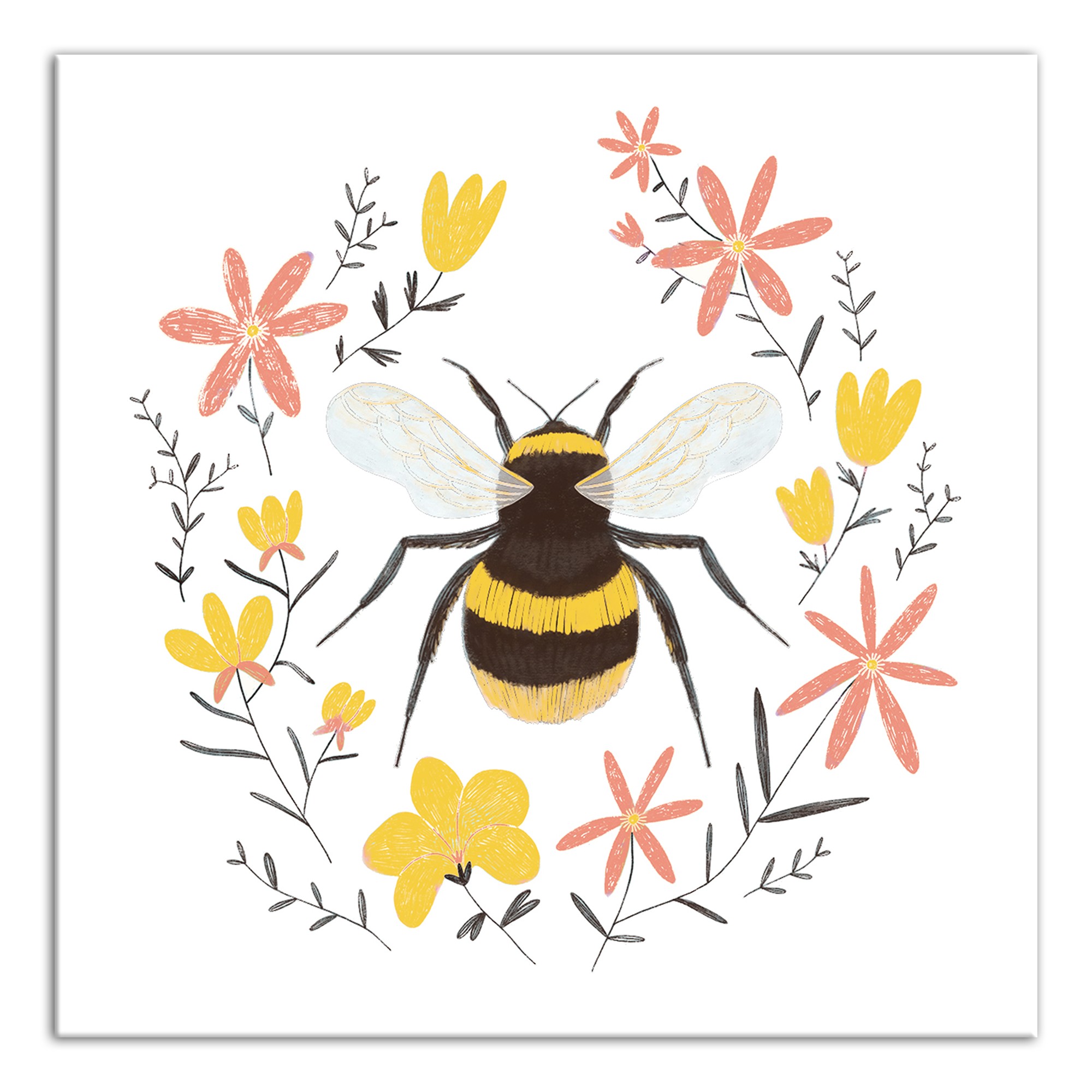 Bee on Wreath 12x12 Canvas Wall Art
