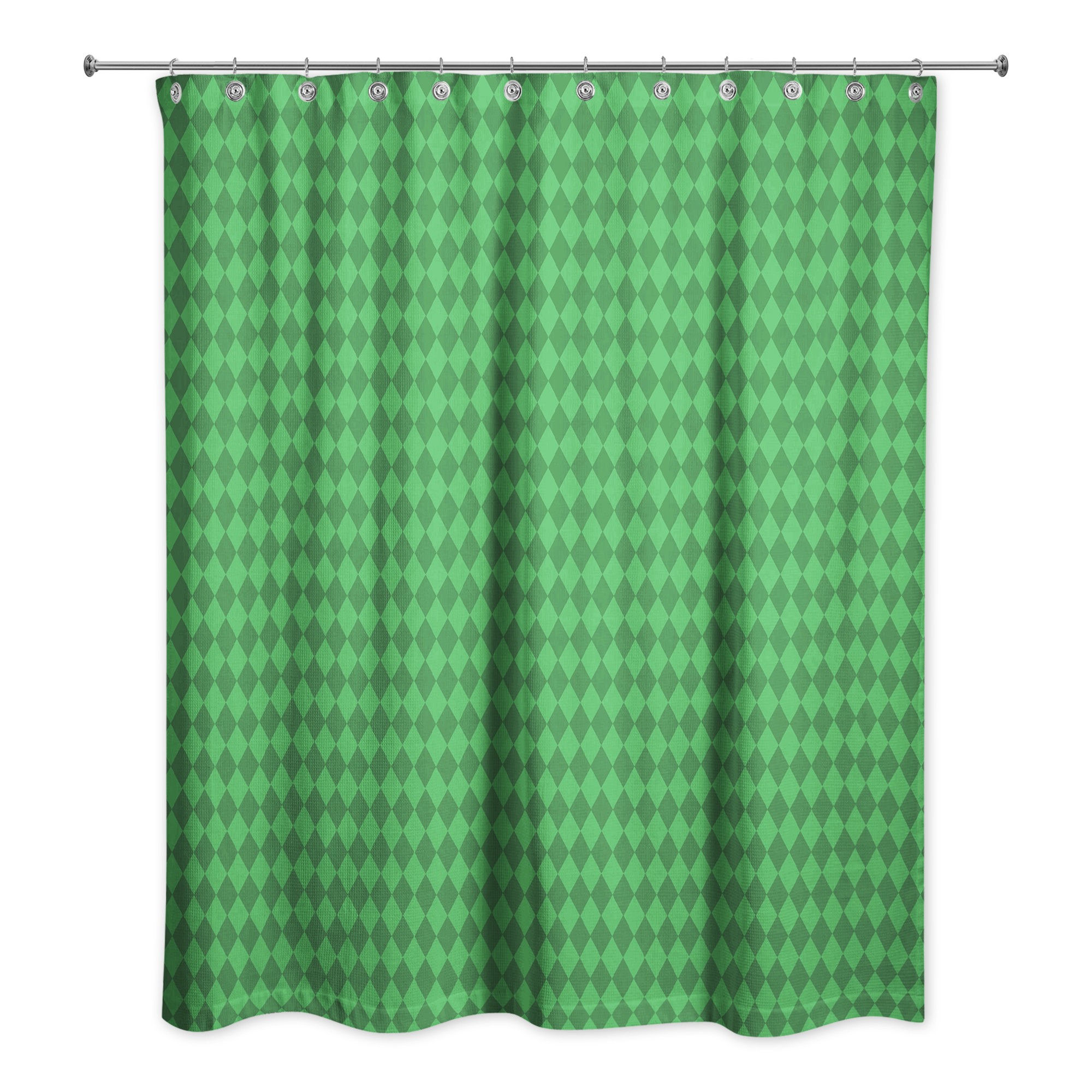 Green Diamond Pattern 71x74 Shower Curtain