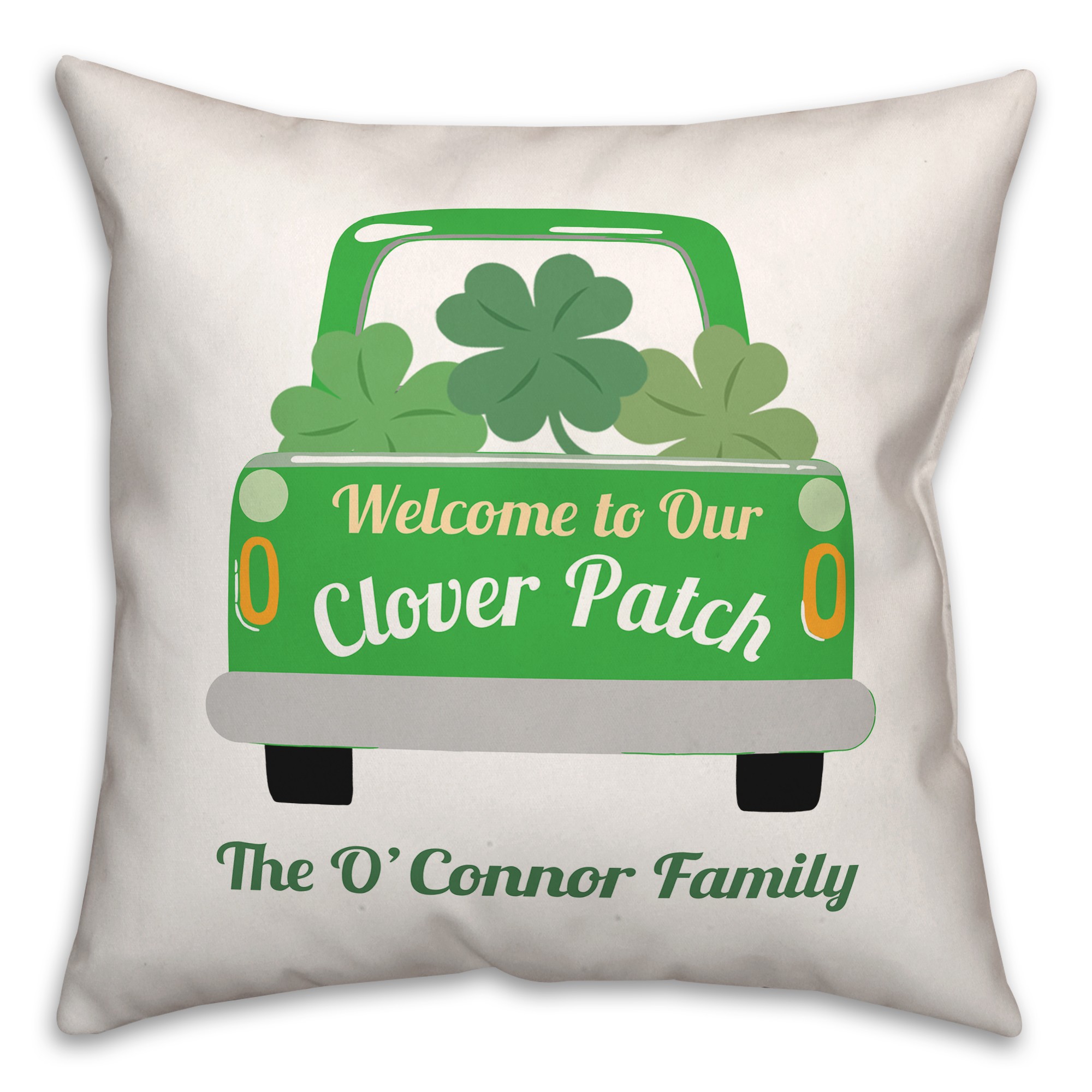 Clover Patch 18x18 Personalized Spun Poly Pillow
