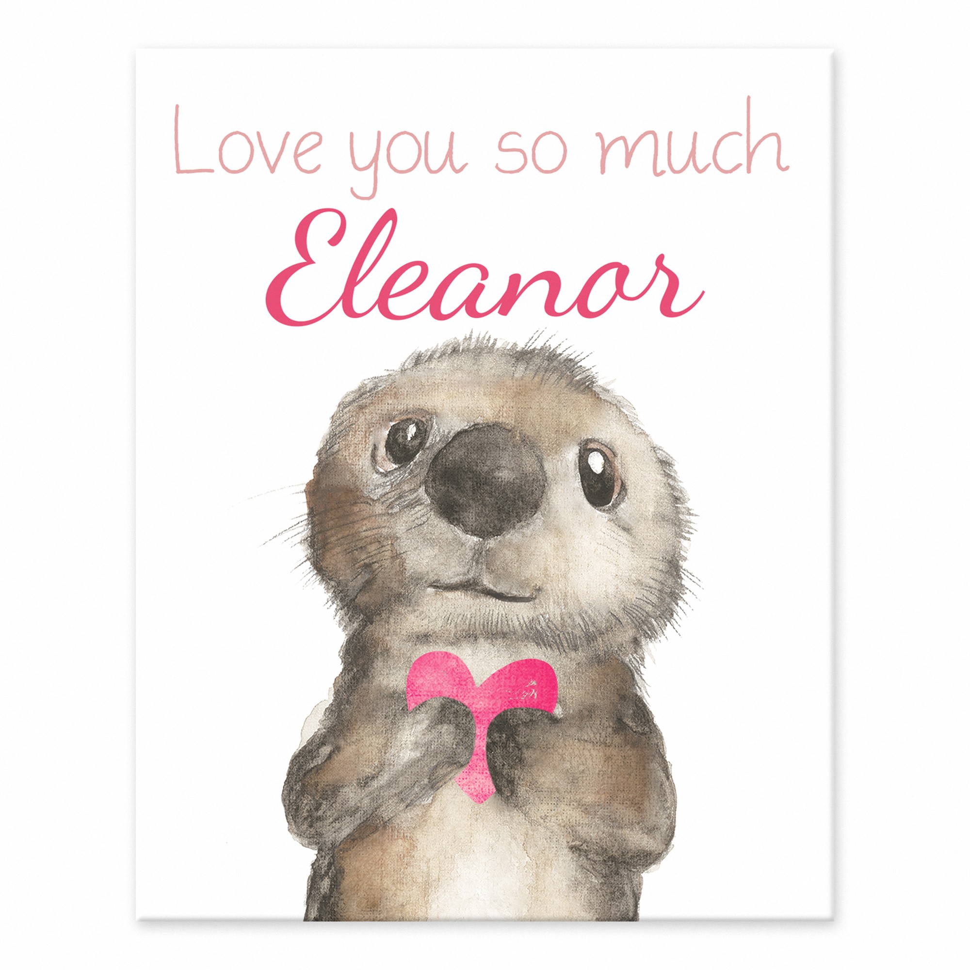 Otter with Heart 10x8 Personalized Tabletop Canvas