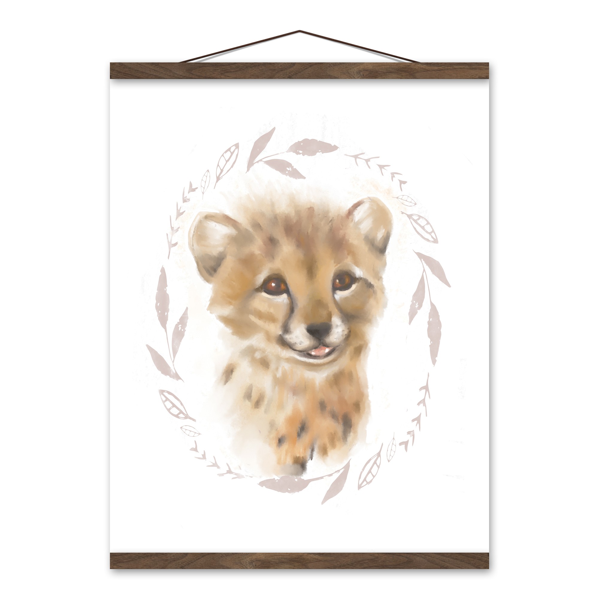 Sweet Baby Cheetah 16x20 Teak Hanging Canvas