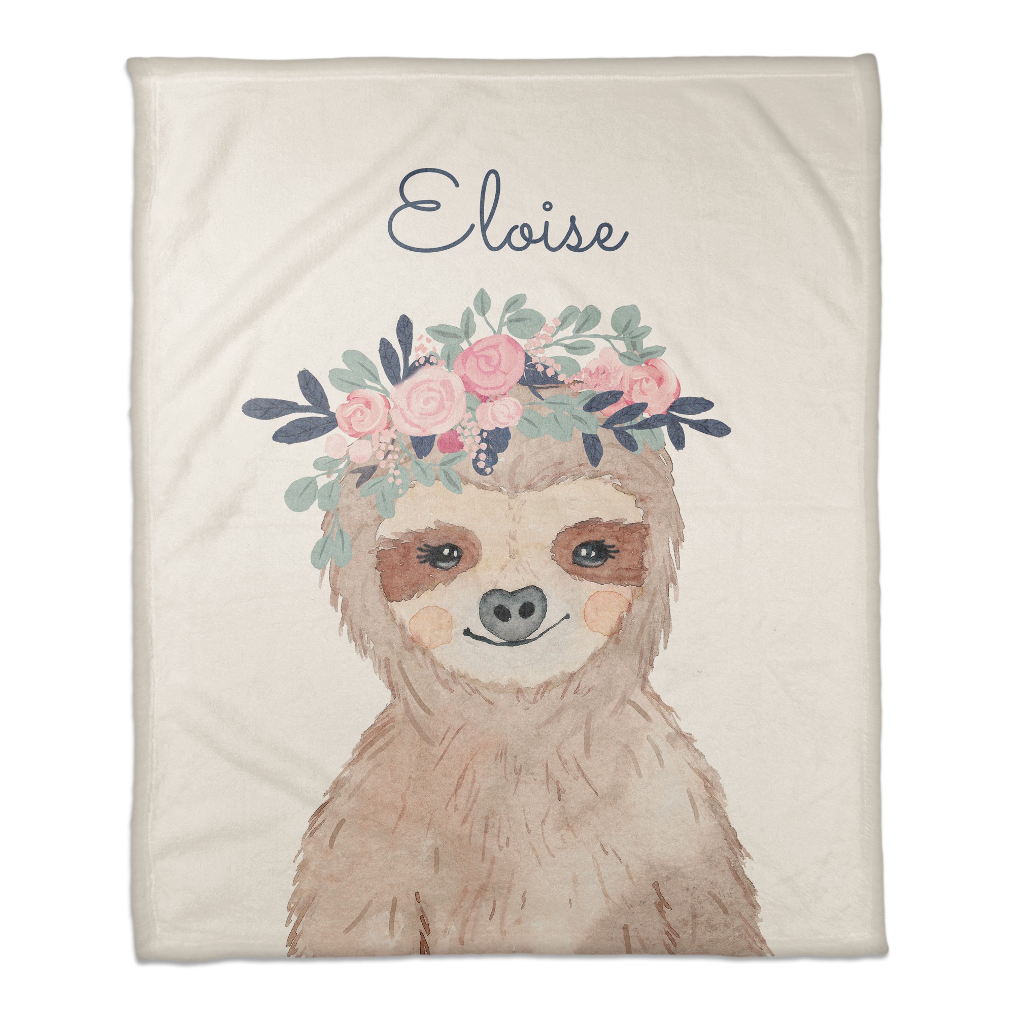 Sloth with Flower Crown 50x60 Personalized Coral Fleece Blanket