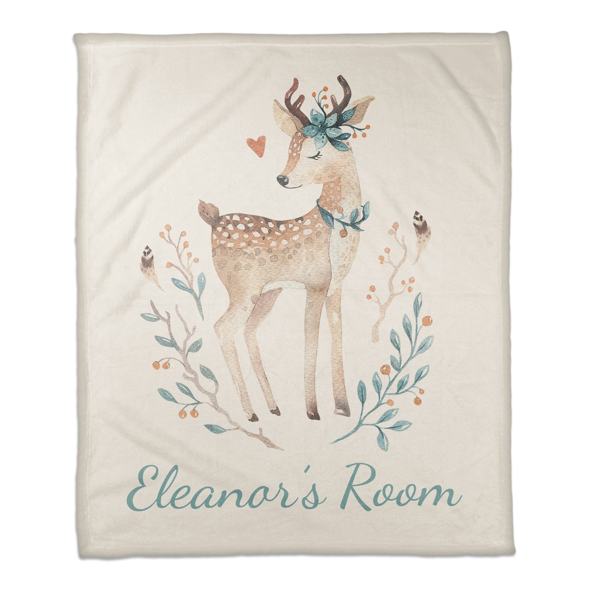 Boho Deer 50x60 Personalized Coral Fleece Blanket