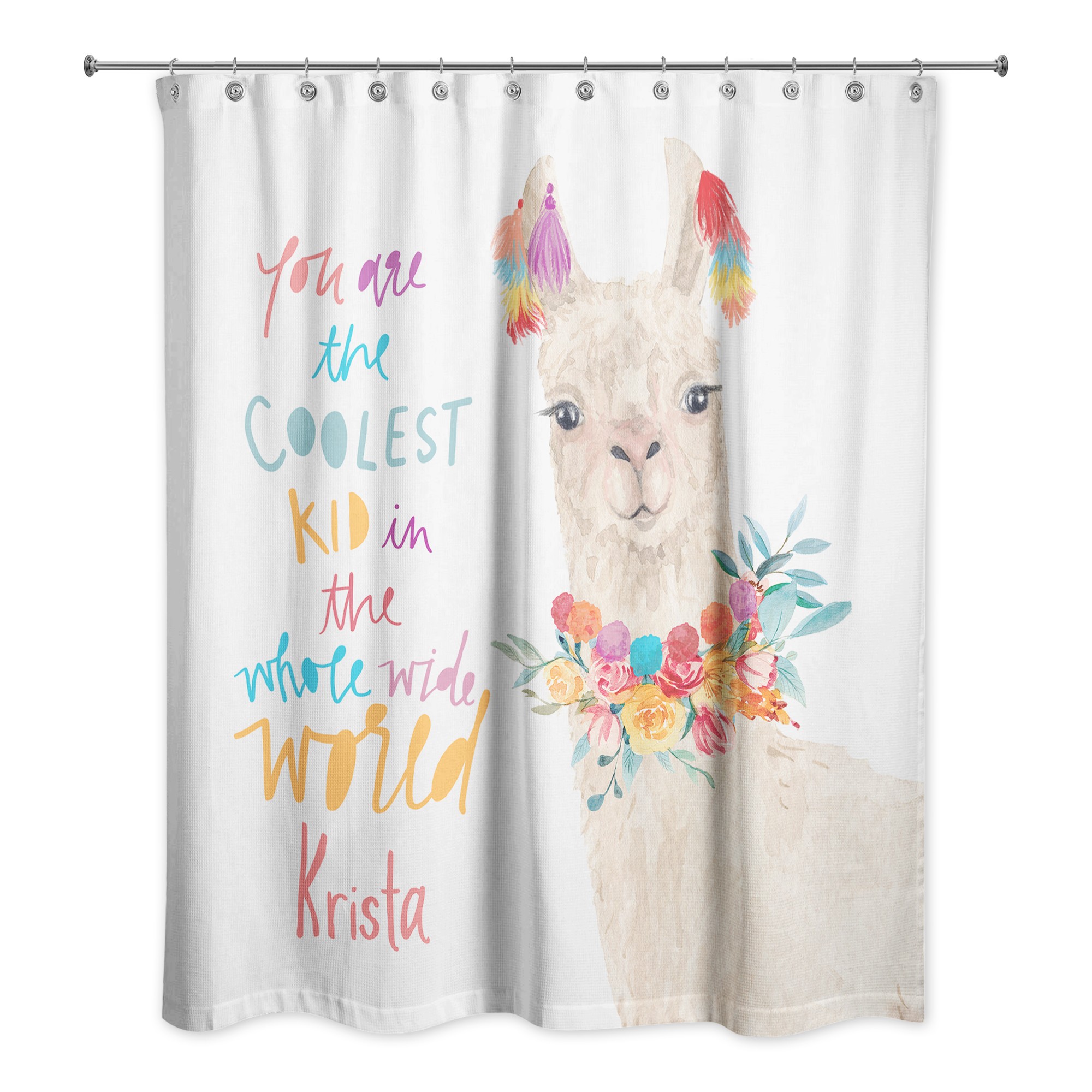 Llama Fiesta 71x74 Personalized Shower Curtain