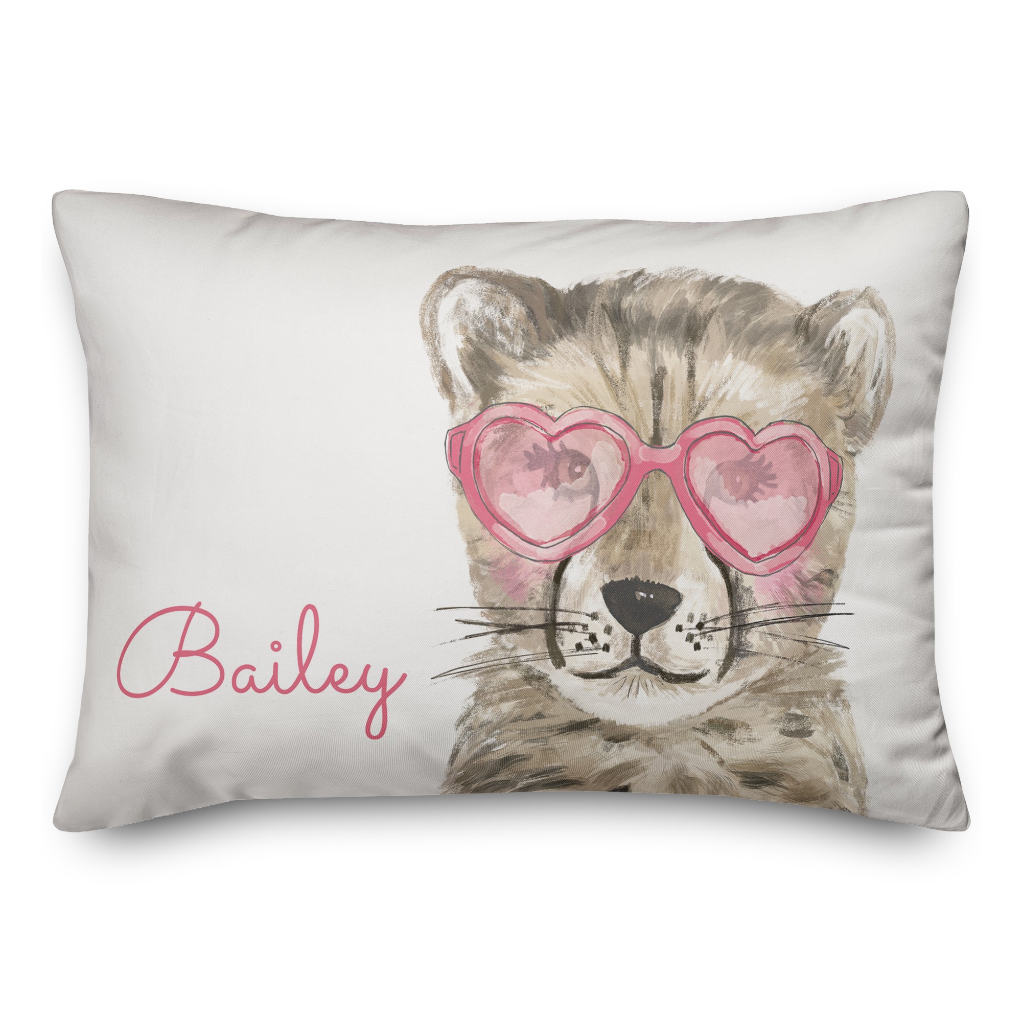Pink Cheetah Glasses 14x20 Personalized Spun Poly Pillow