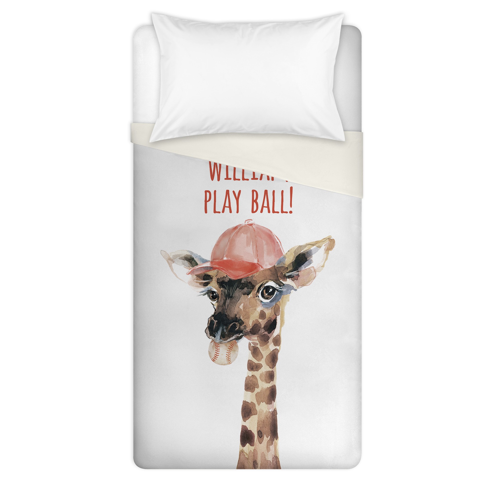 Baseball Giraffe Twin Personalized Brushed Poly Duvet