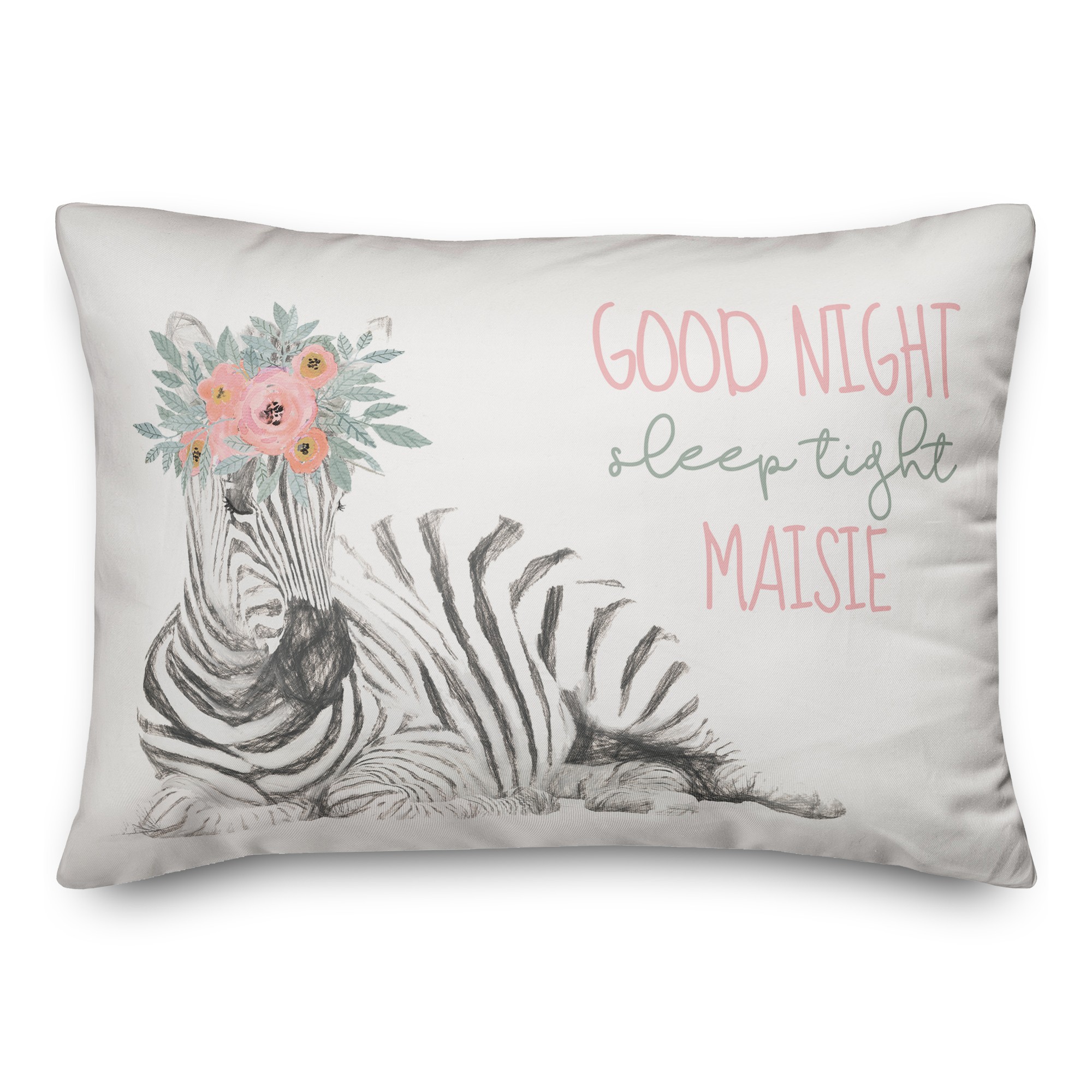 Sleeping Zebra 14x20 Personalized Spun Poly Pillow
