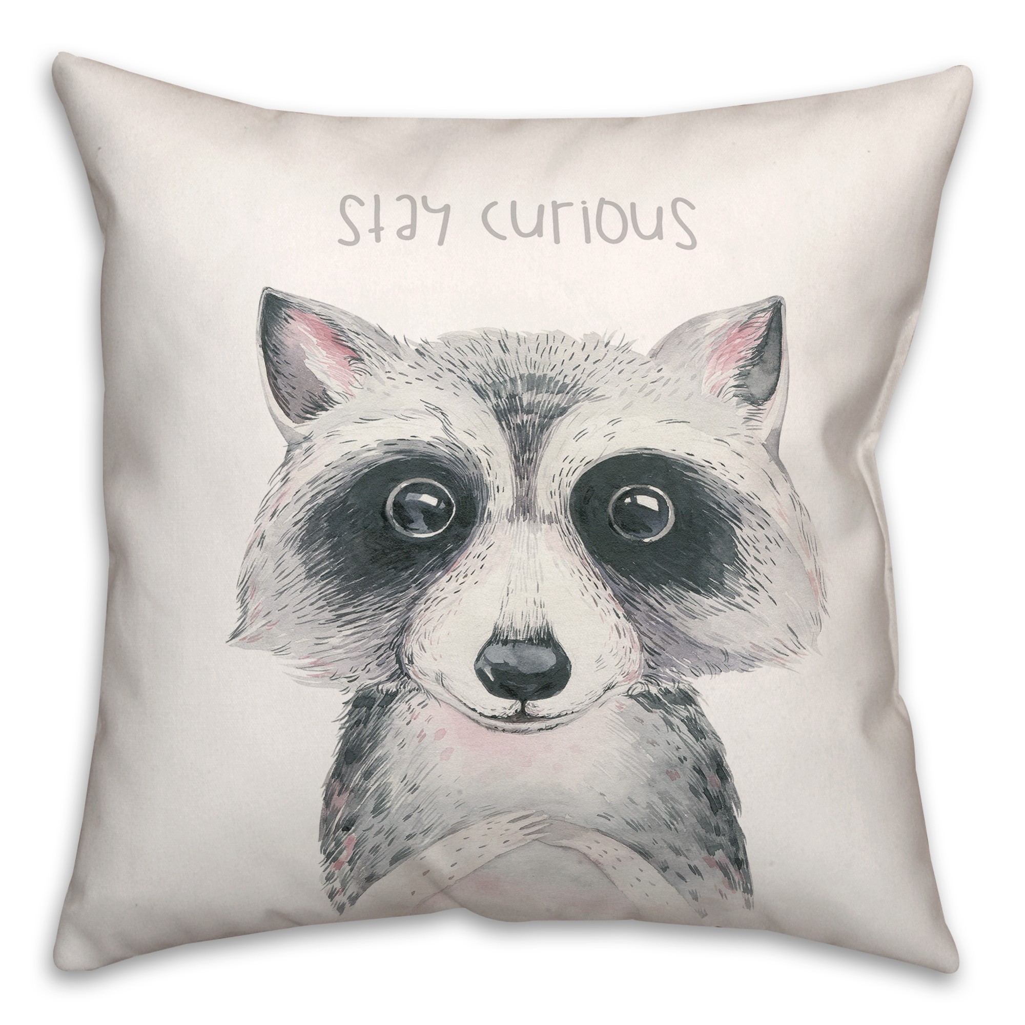 Stay Curious Raccoon 18x18 Spun Poly Pillow