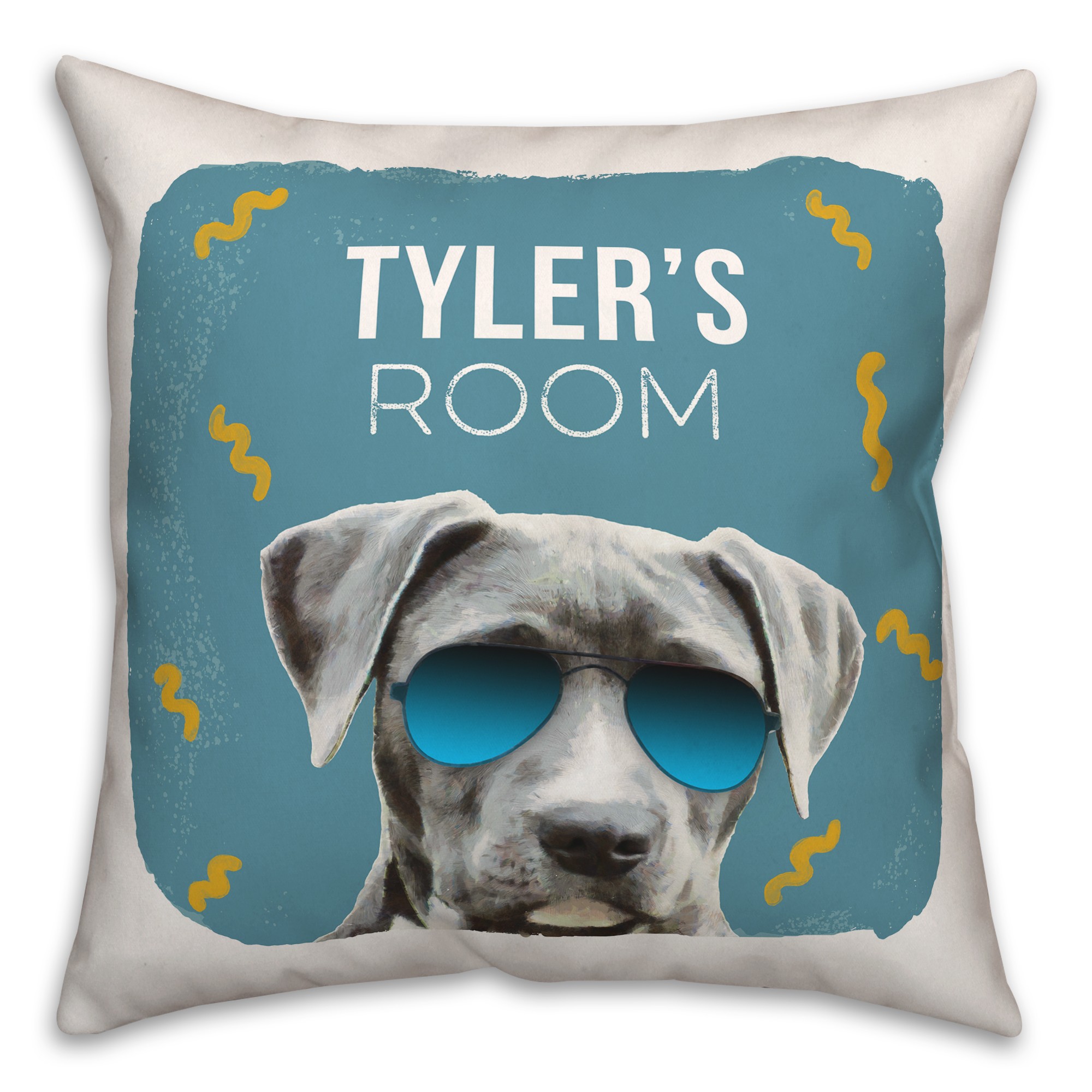 Cool Dog Room 18x18 Personalized Spun Poly Pillow