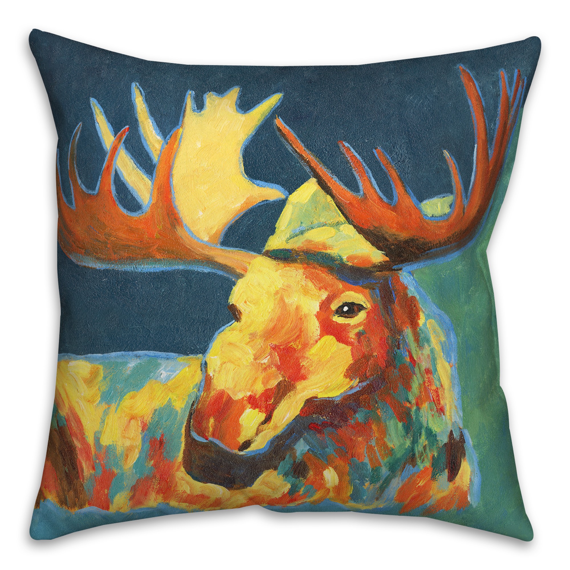 Colorful Moose 18x18 Spun Poly Pillow