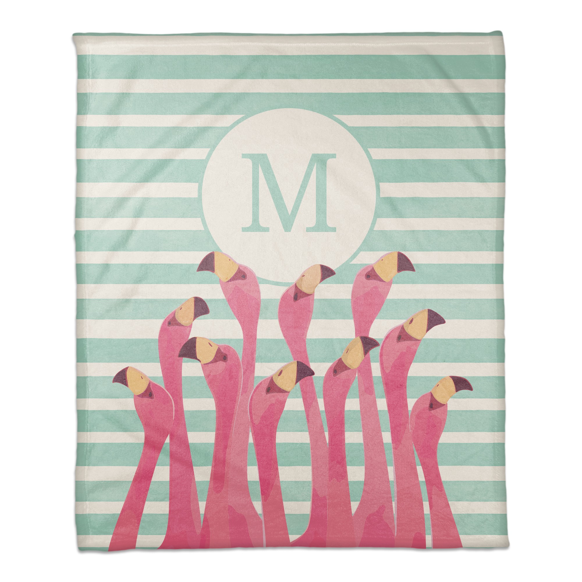 Monogram Flamingos 50x60 Personalized Coral Fleece Blanket