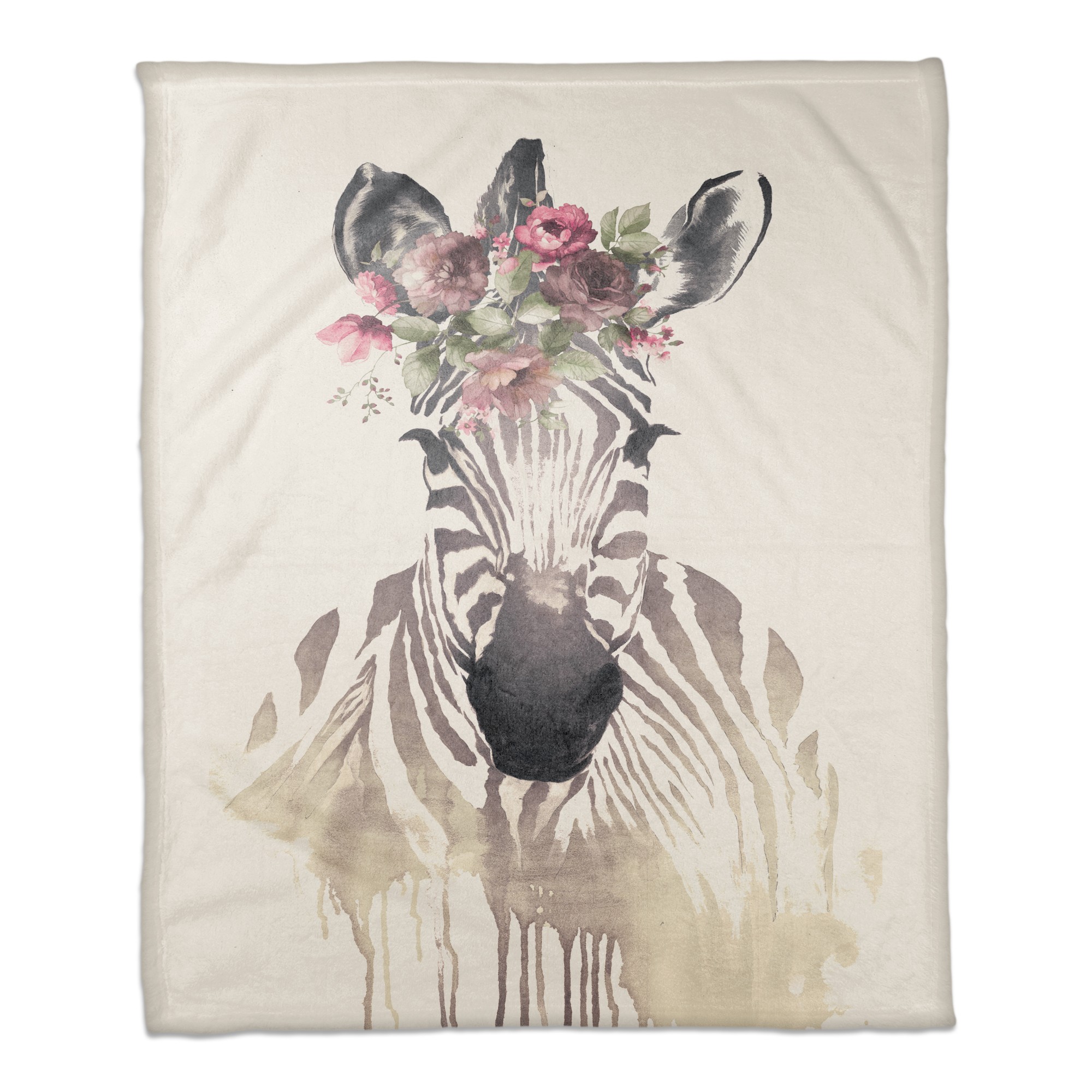 Zebra with Flower Crown 50x60 Coral Fleece Blanket