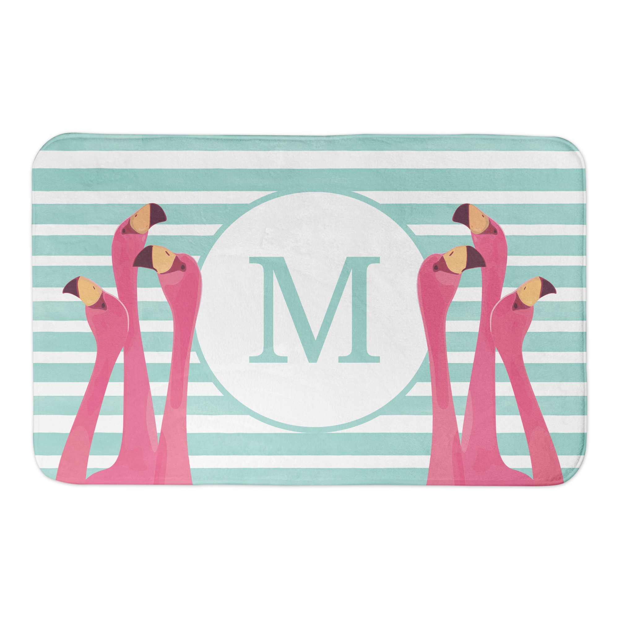 Monogram Flamingos 34x21 Personalized Bath Mat