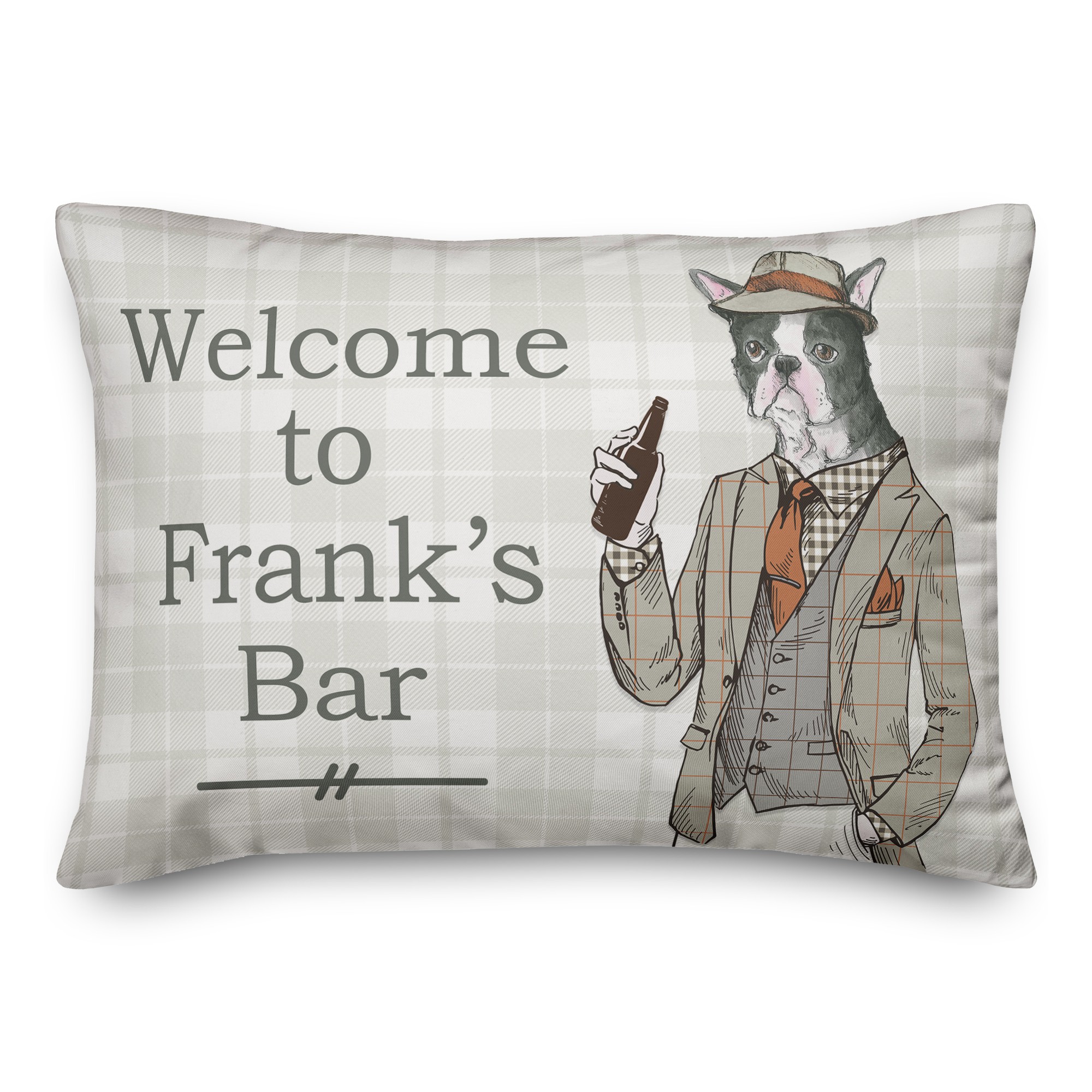Frenchie Dog's Beer 14x20 Personalized Spun Poly Pillow