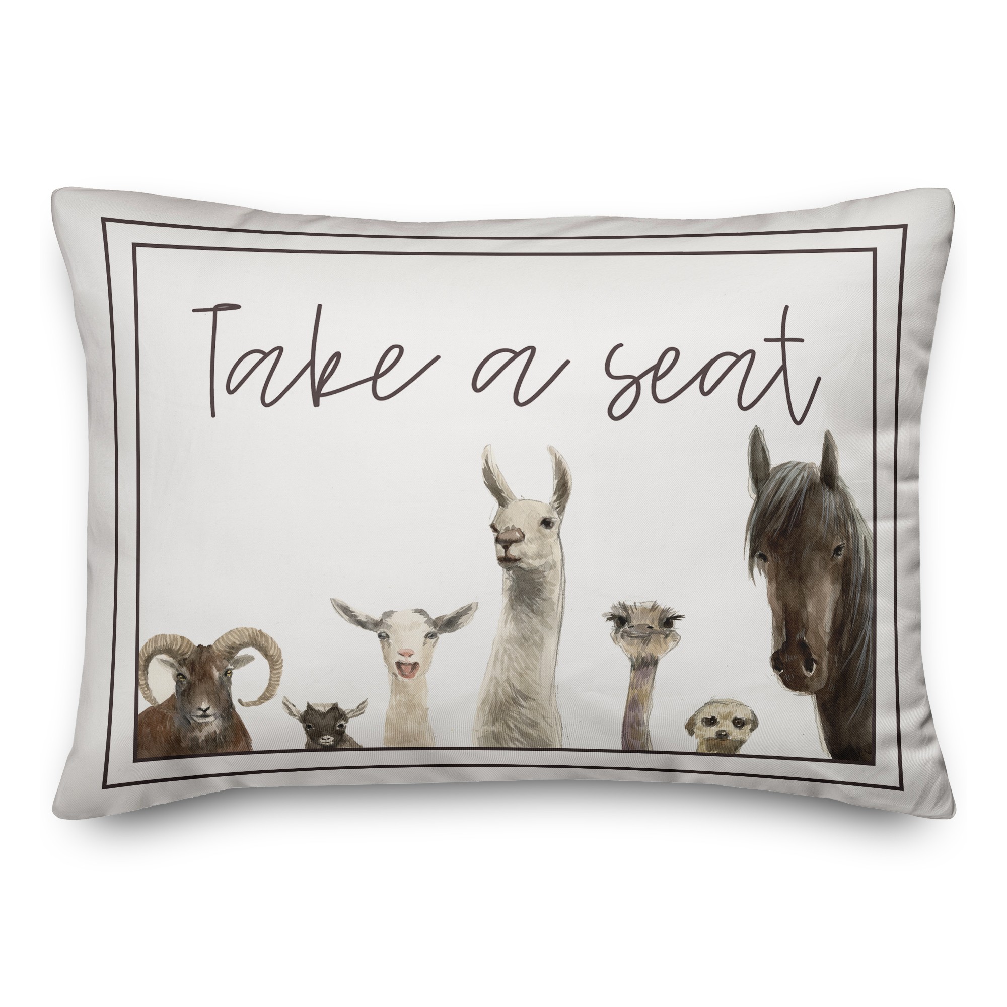 Take a Seat Animals 14x20 Spun Poly Pillow