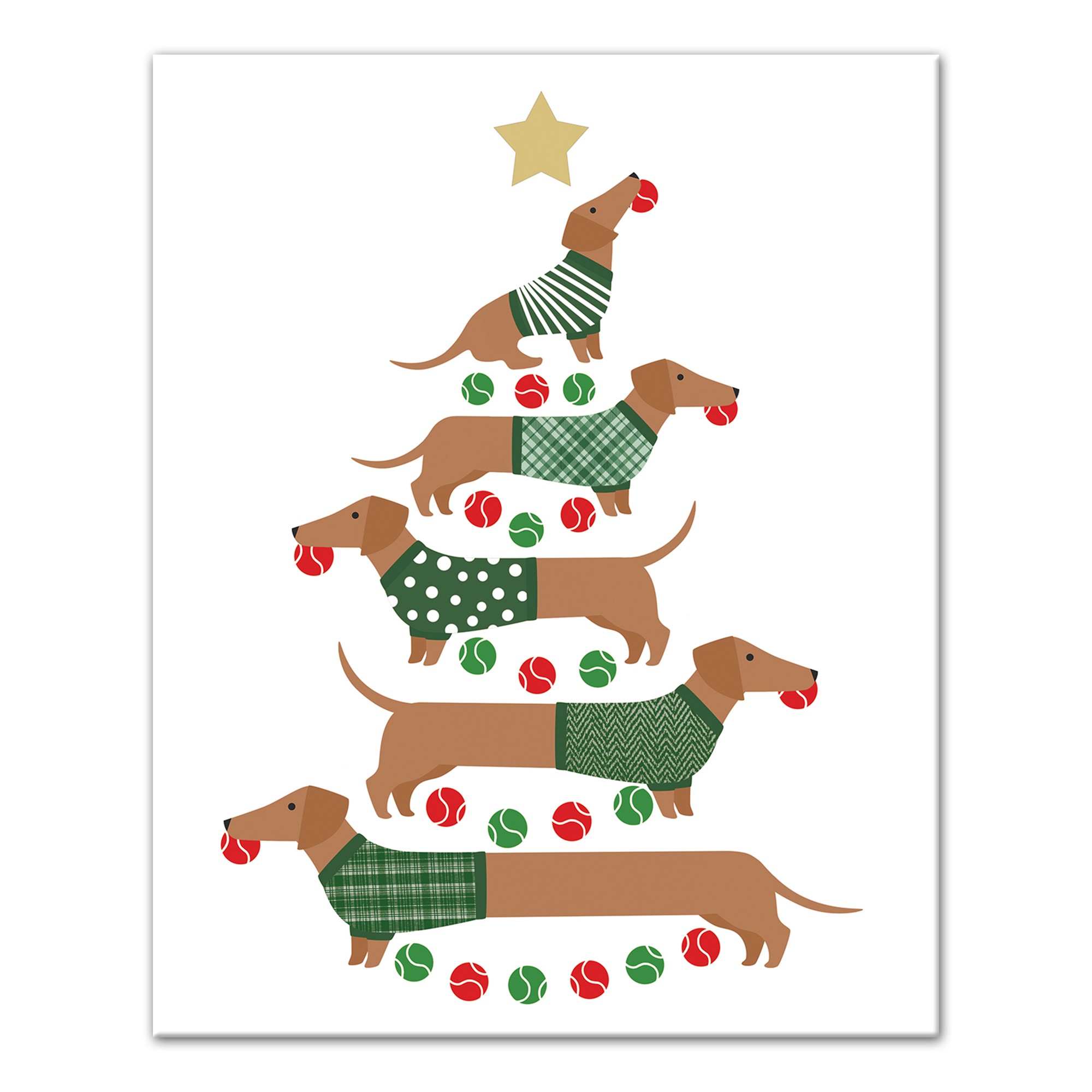 Christmas Tree Weenies 8x10 Canvas Wall Art