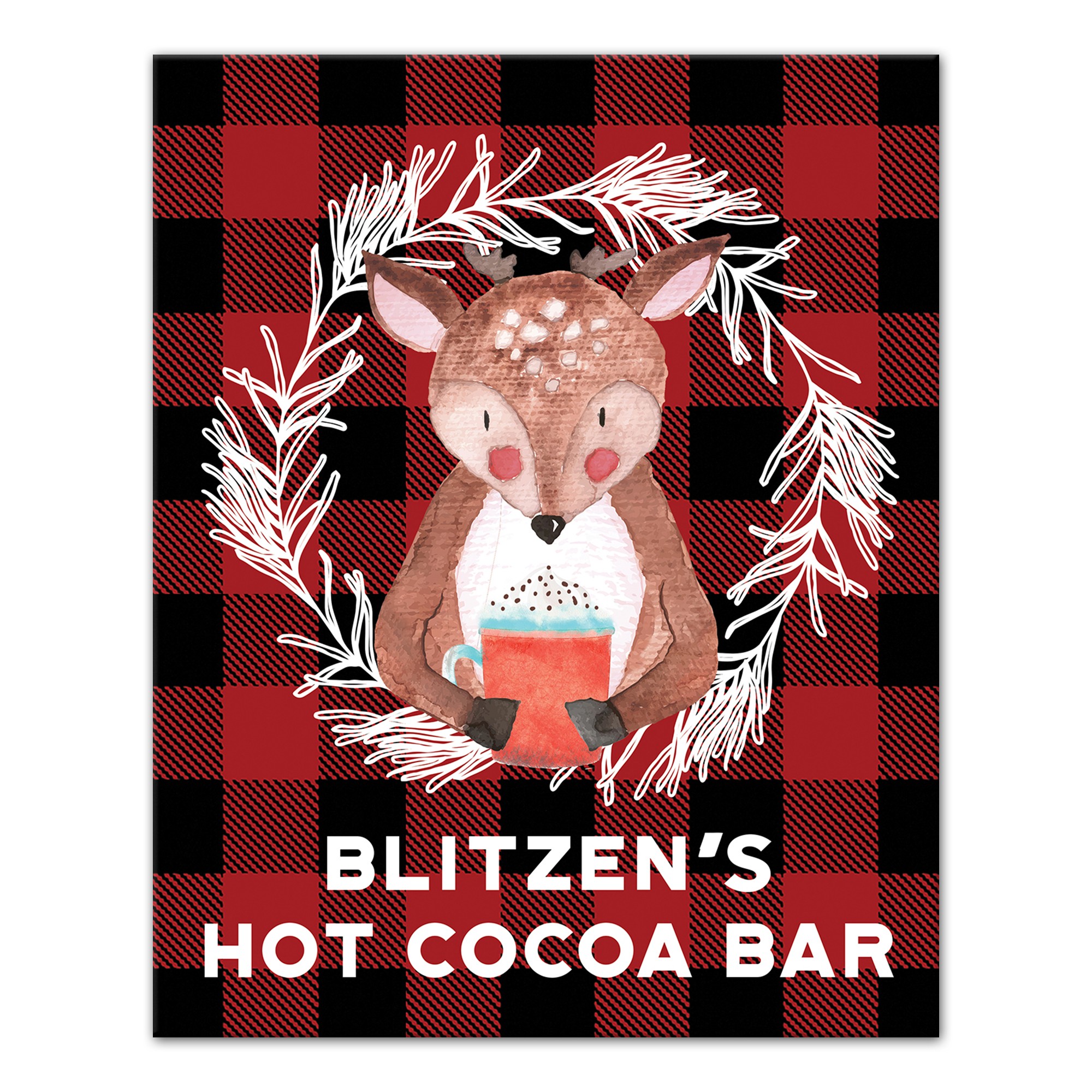 Reindeer Hot Cocoa Bar 8x10 Canvas Wall Art