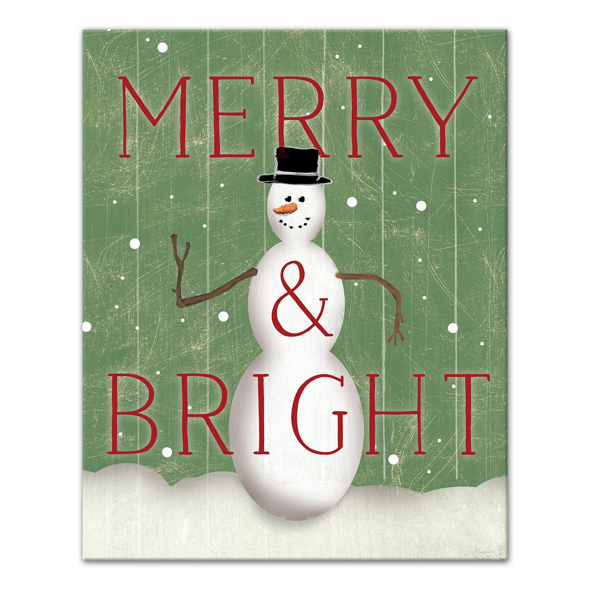 Merry & Bright Snowman 8x10 Canvas Wall Art