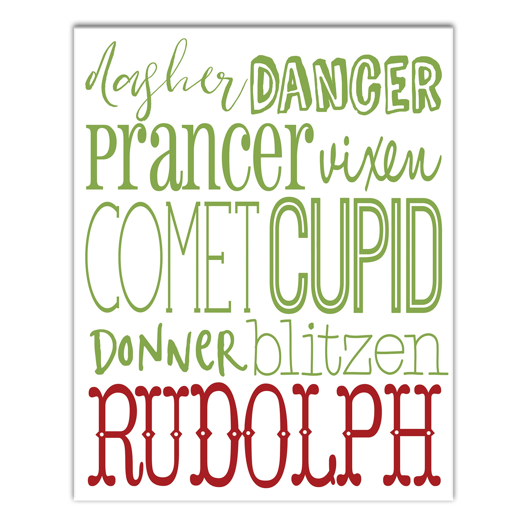 Reindeer Names 8x10 Canvas Wall Art
