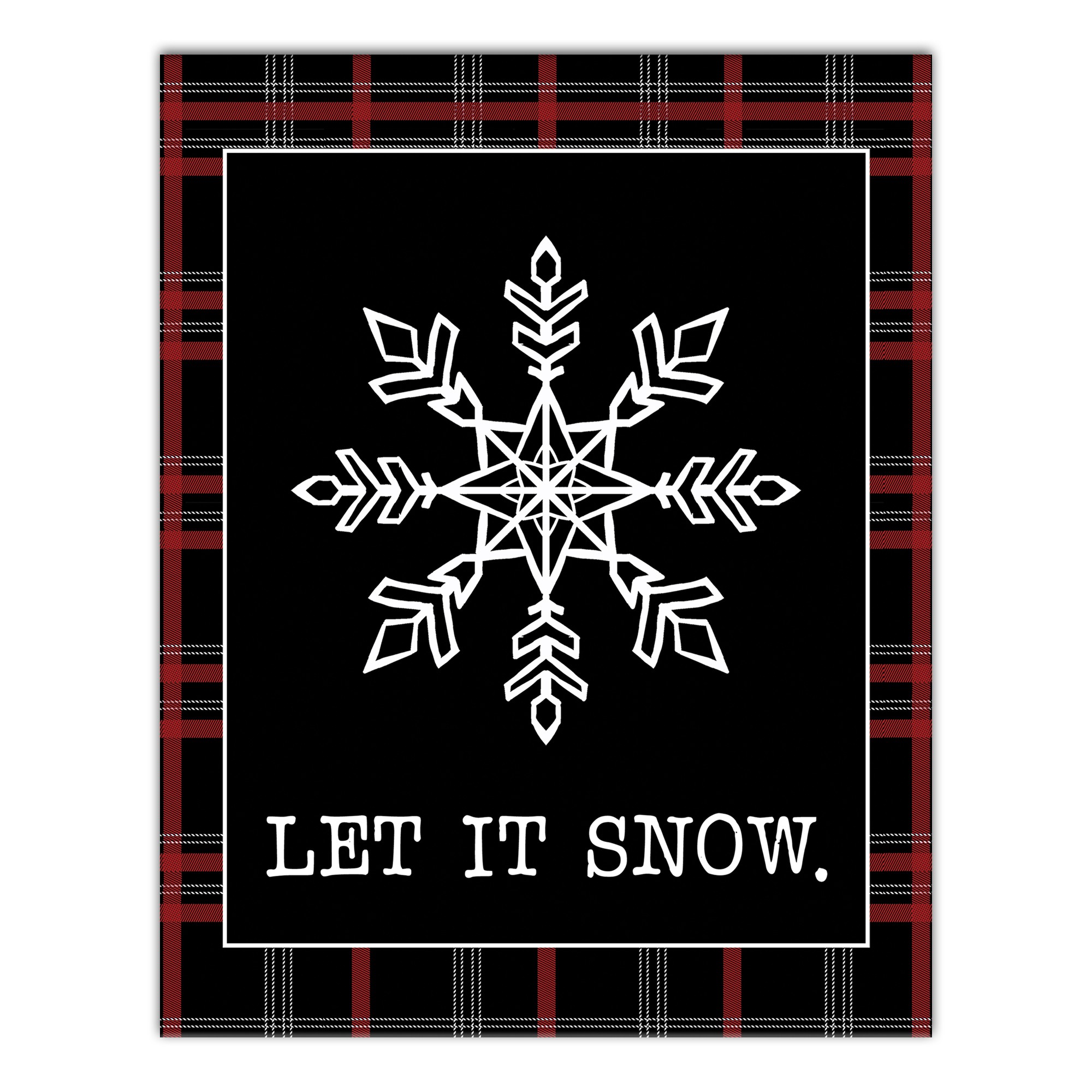Let it Snow Farmhouse Plaid 11x14 Canvas Wall Art