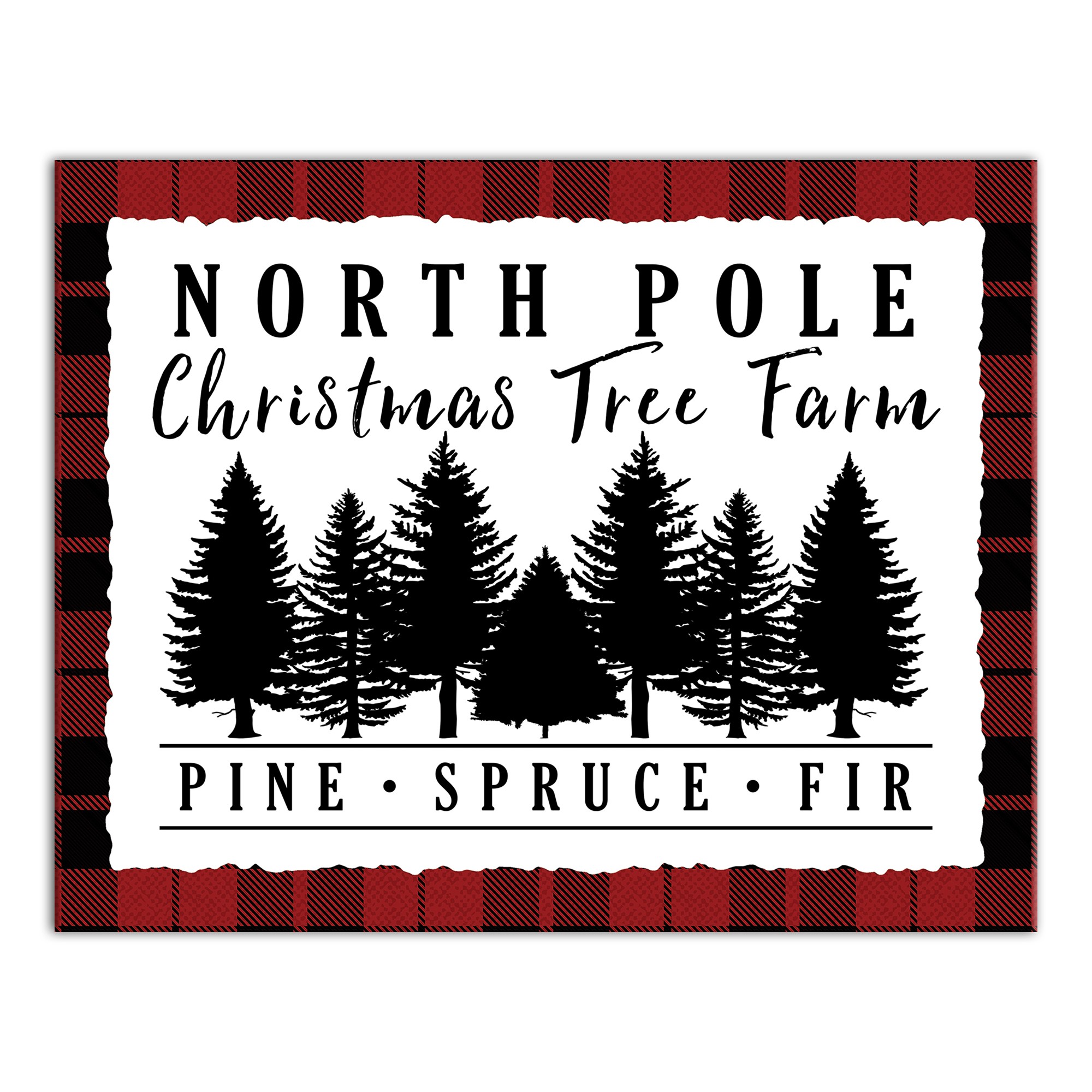 North Pole Christmas Tree Farm 14x11 Canvas Wall Art