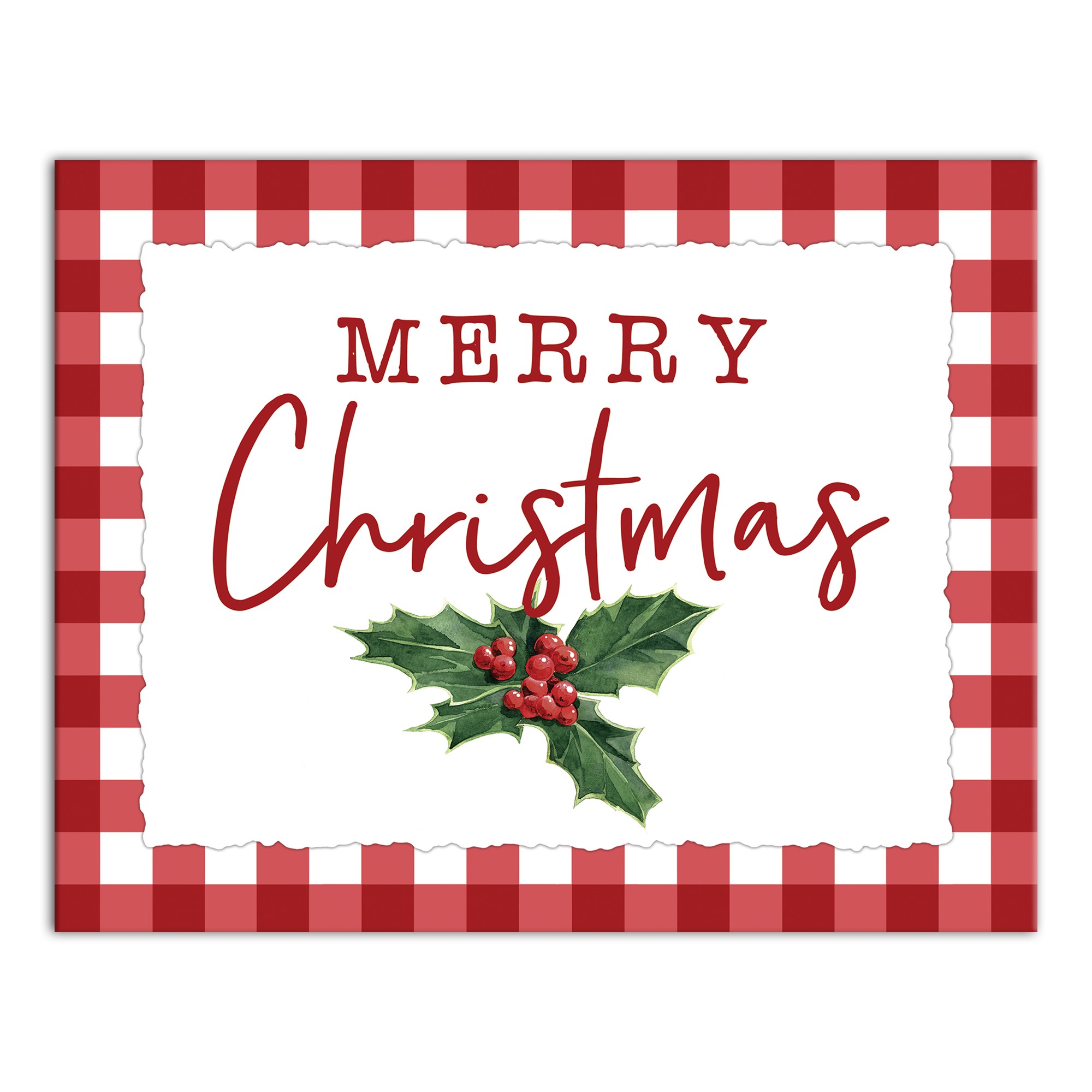 Merry Christmas Poinsetta 14x11 Canvas Wall Art