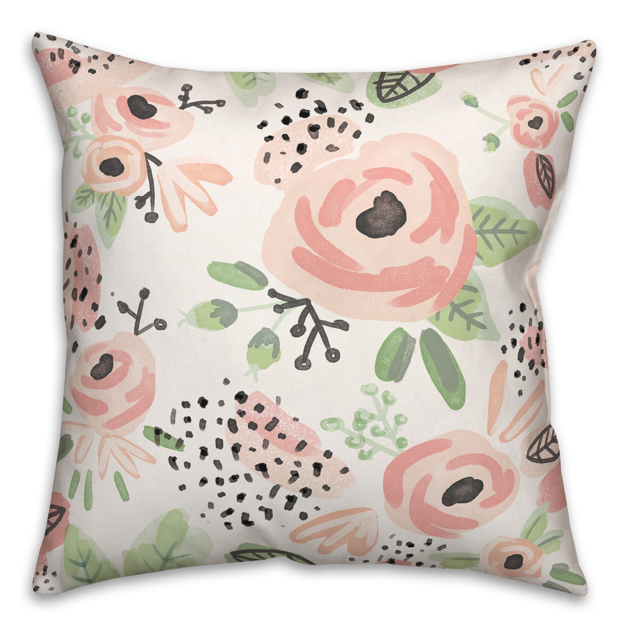 Blush Flowers 18x18 Spun Poly Pillow