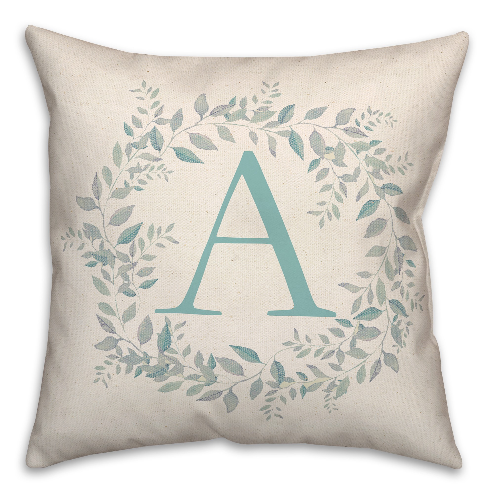 Monogram Wreath 18x18 Personalized Spun Poly Pillow