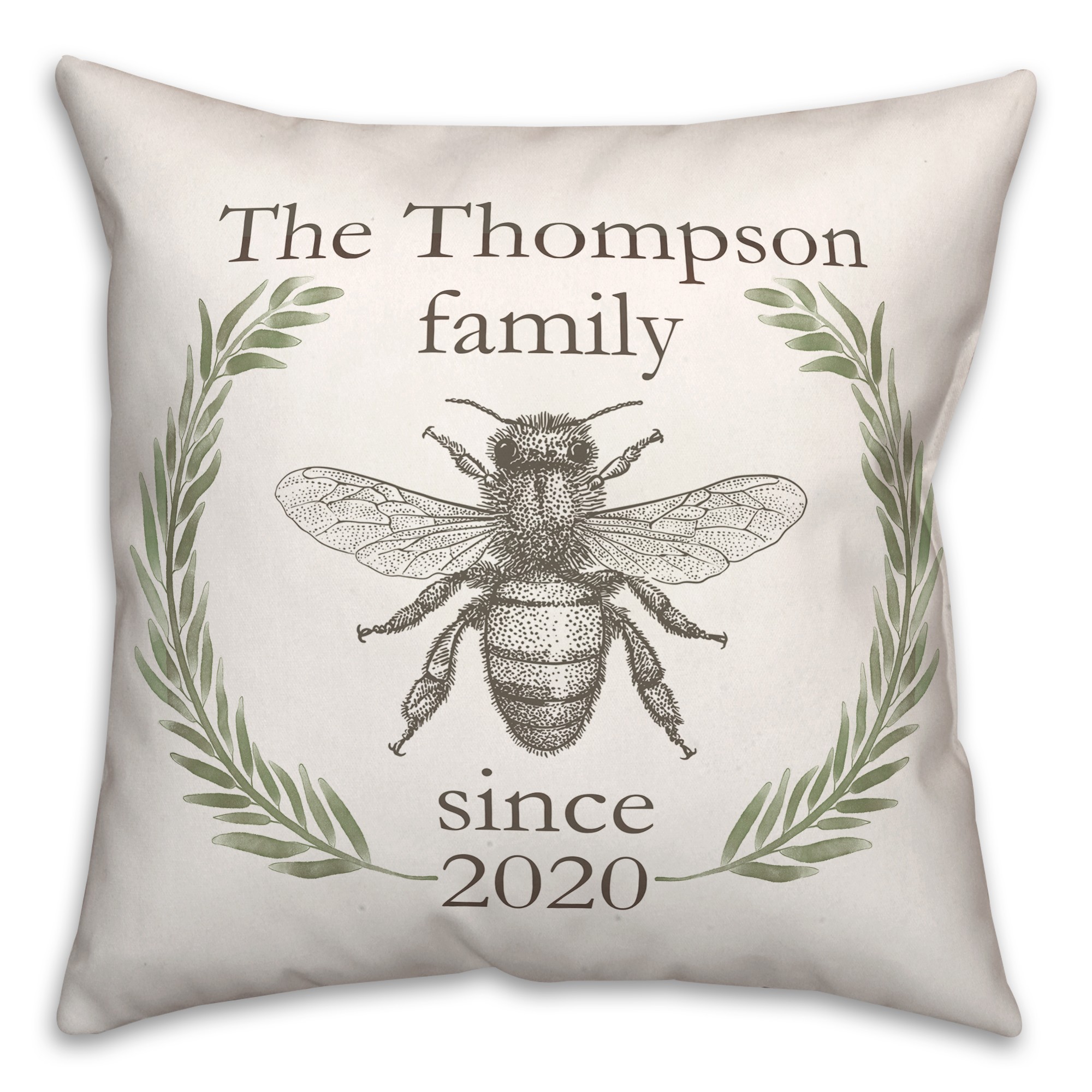 Laurel Bee Family 18x18 Personalized Spun Poly Pillow