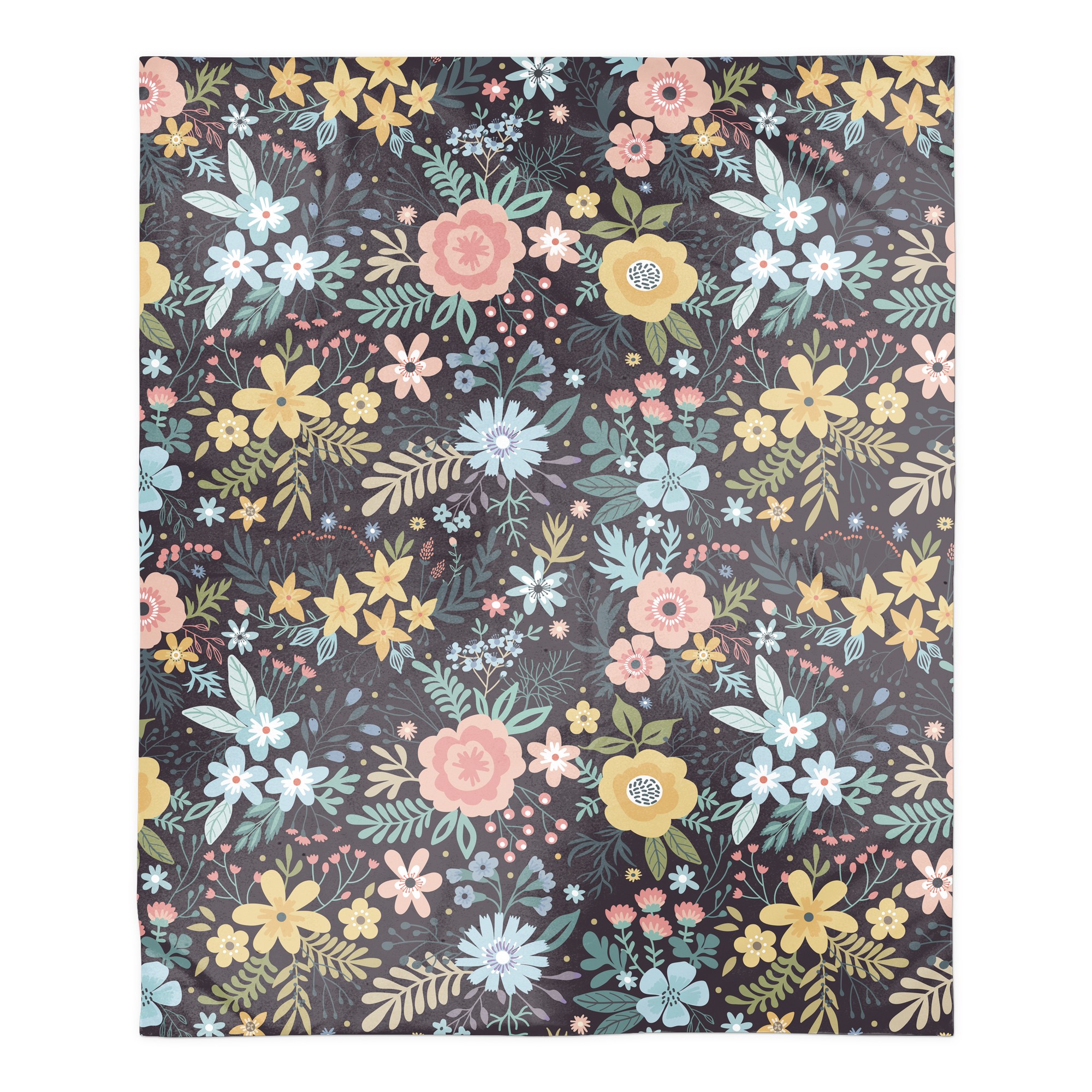 Bright Floral Pattern 50x60 Coral Fleece Blanket