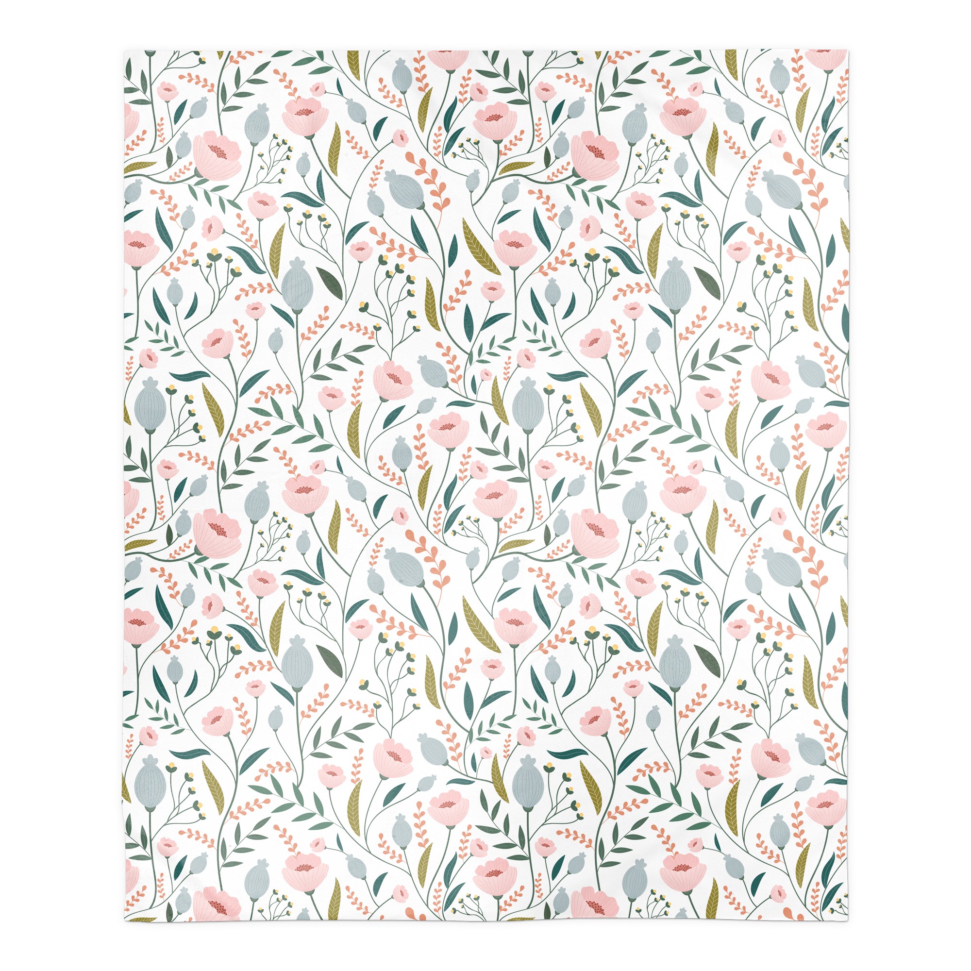 Pastel Floral Pattern 50x60 Coral Fleece Blanket