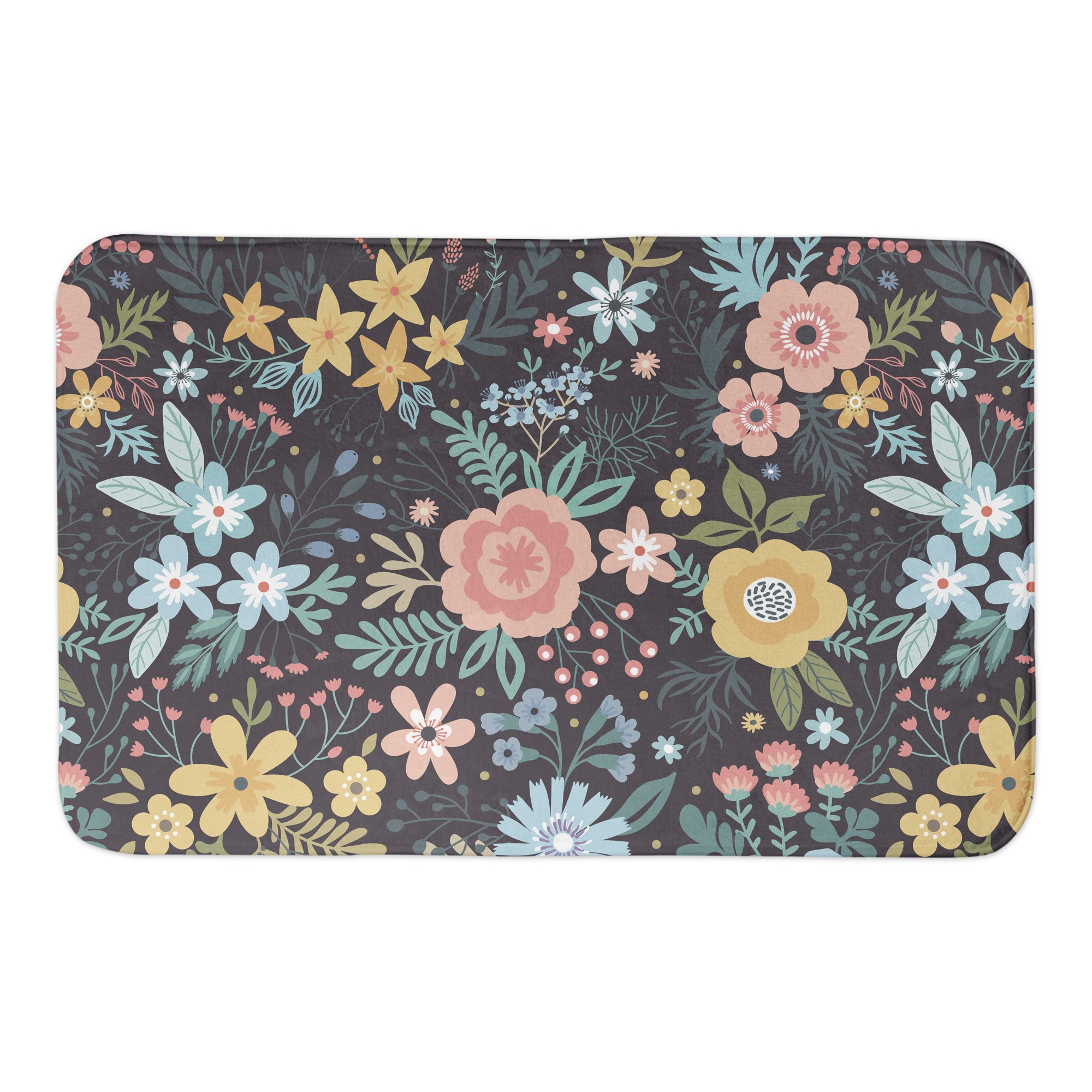 Bright Floral Pattern 34x21 Bath Mat